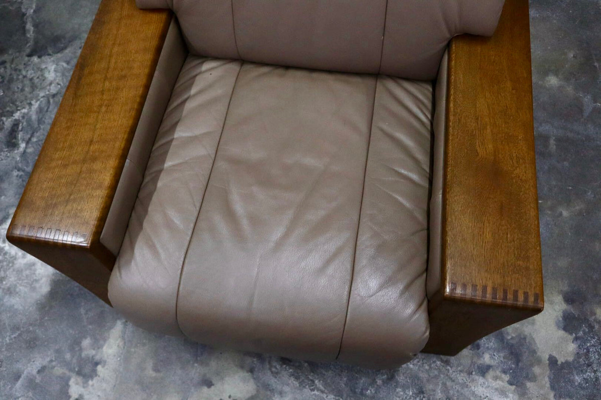GMJK391D○浜本工芸 / HAMAMOTO 1人掛けソファ シングルソファ アームチェア 椅子 本革 楢材 レトロ ヴィンテージ 国産家具