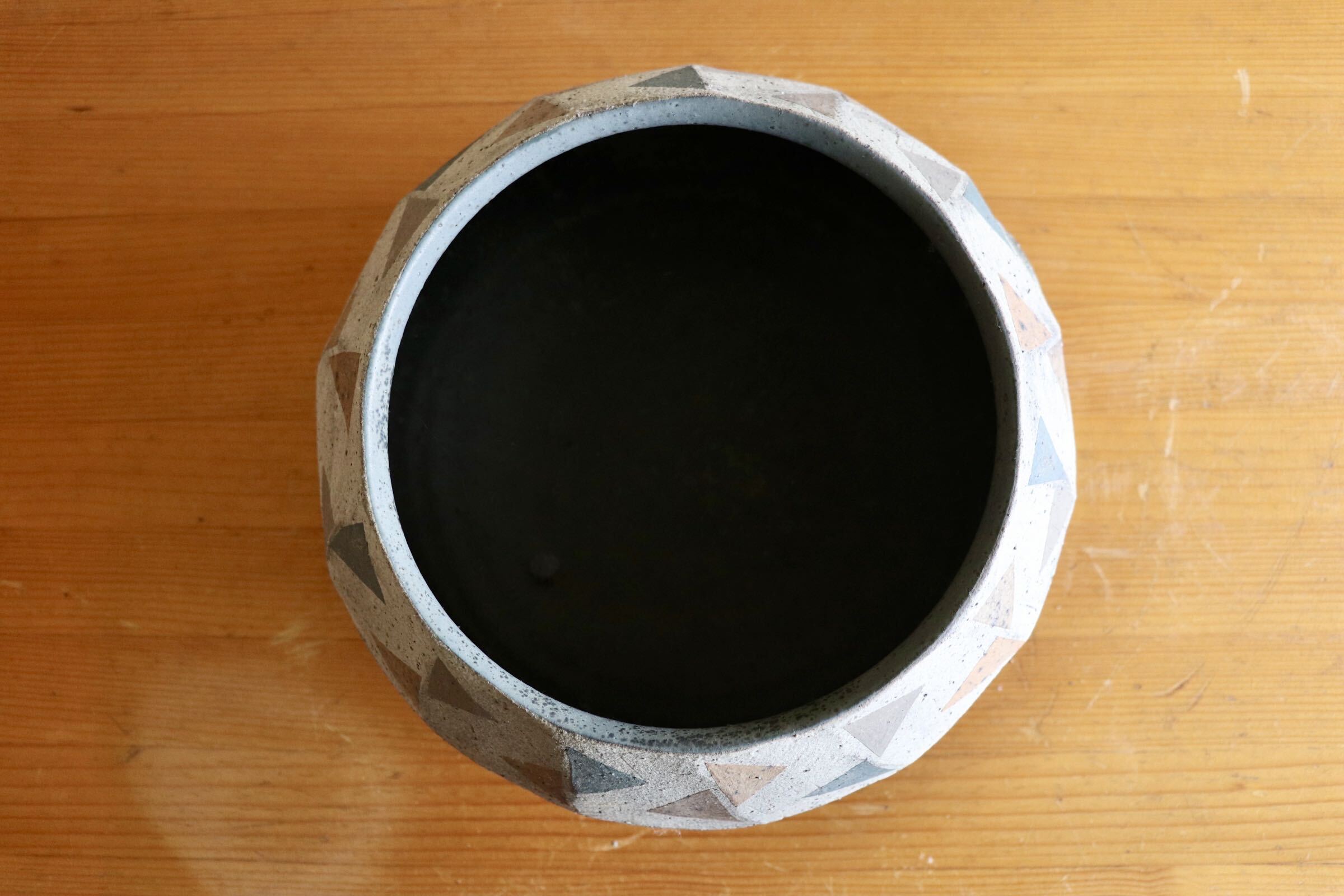 GMJI49◯悟窯 市野哲次 丹波焼 多面体大鉢 陶器 伝統工芸 丹波篠山