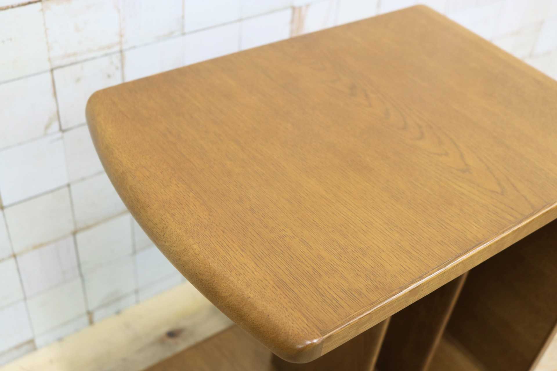 GMIK591○浜本工芸 / HAMAMOTO サイドテーブル リビングワゴン ローテーブル 花台 飾り台 キャスター付き 楢材 国産家具