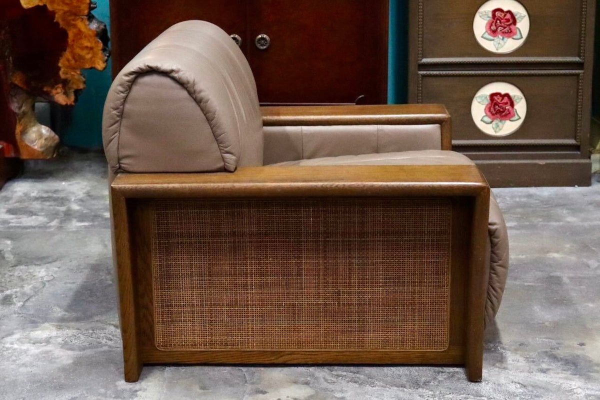GMJK391D○浜本工芸 / HAMAMOTO 1人掛けソファ シングルソファ アームチェア 椅子 本革 楢材 レトロ ヴィンテージ 国産家具