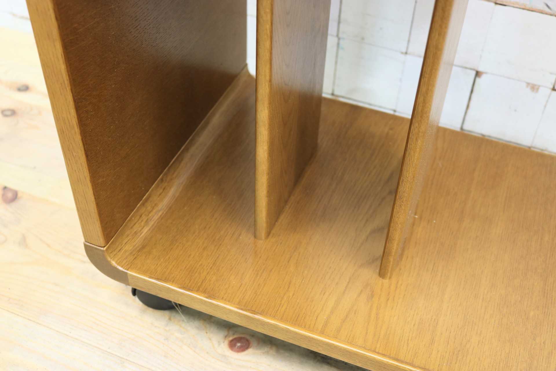 GMIK591○浜本工芸 / HAMAMOTO サイドテーブル リビングワゴン ローテーブル 花台 飾り台 キャスター付き 楢材 国産家具