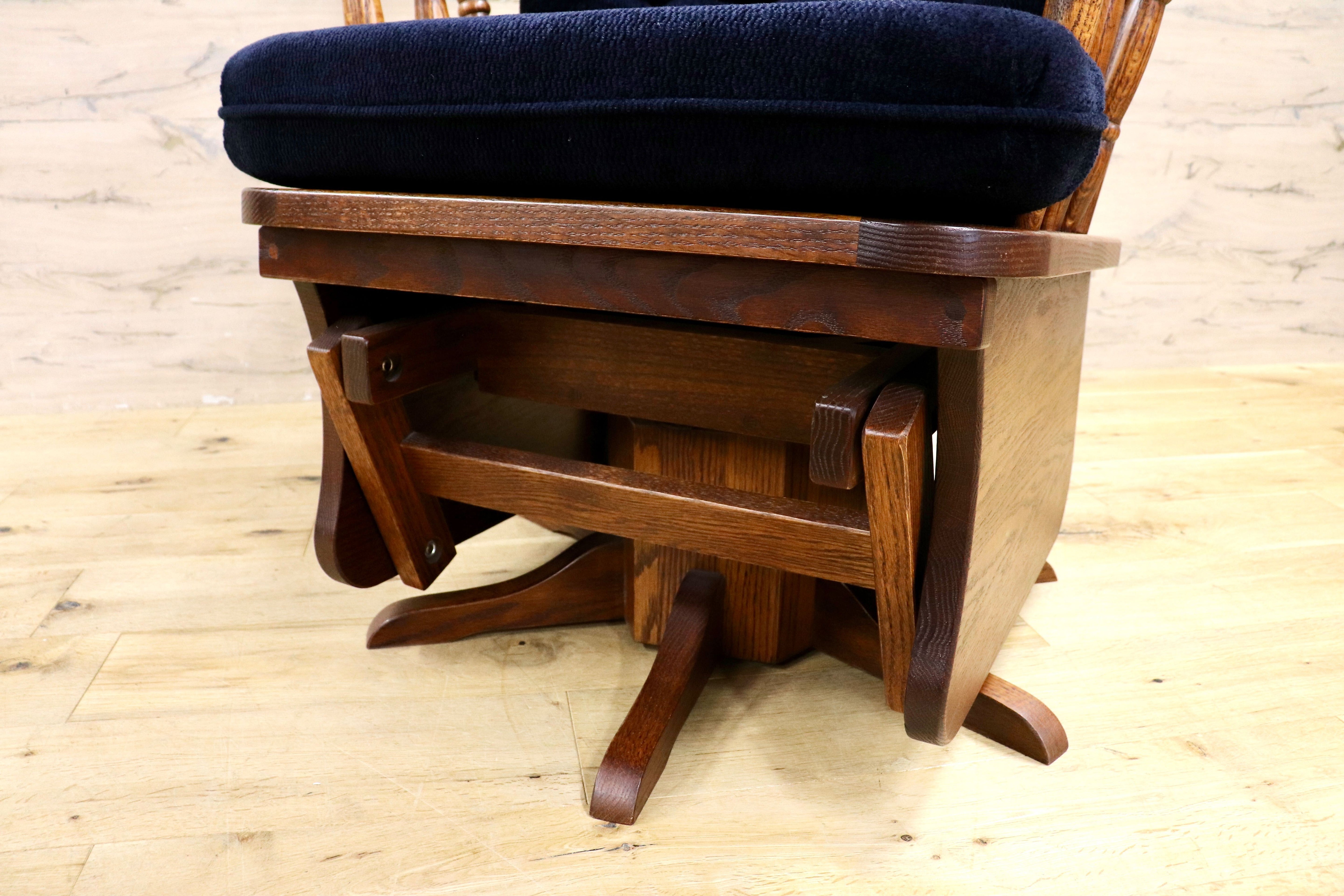 GMIS355○アメリカンヴィンテージ グライダーロッキングチェア 揺り椅子 オットマン セット ファブリック カントリー USA