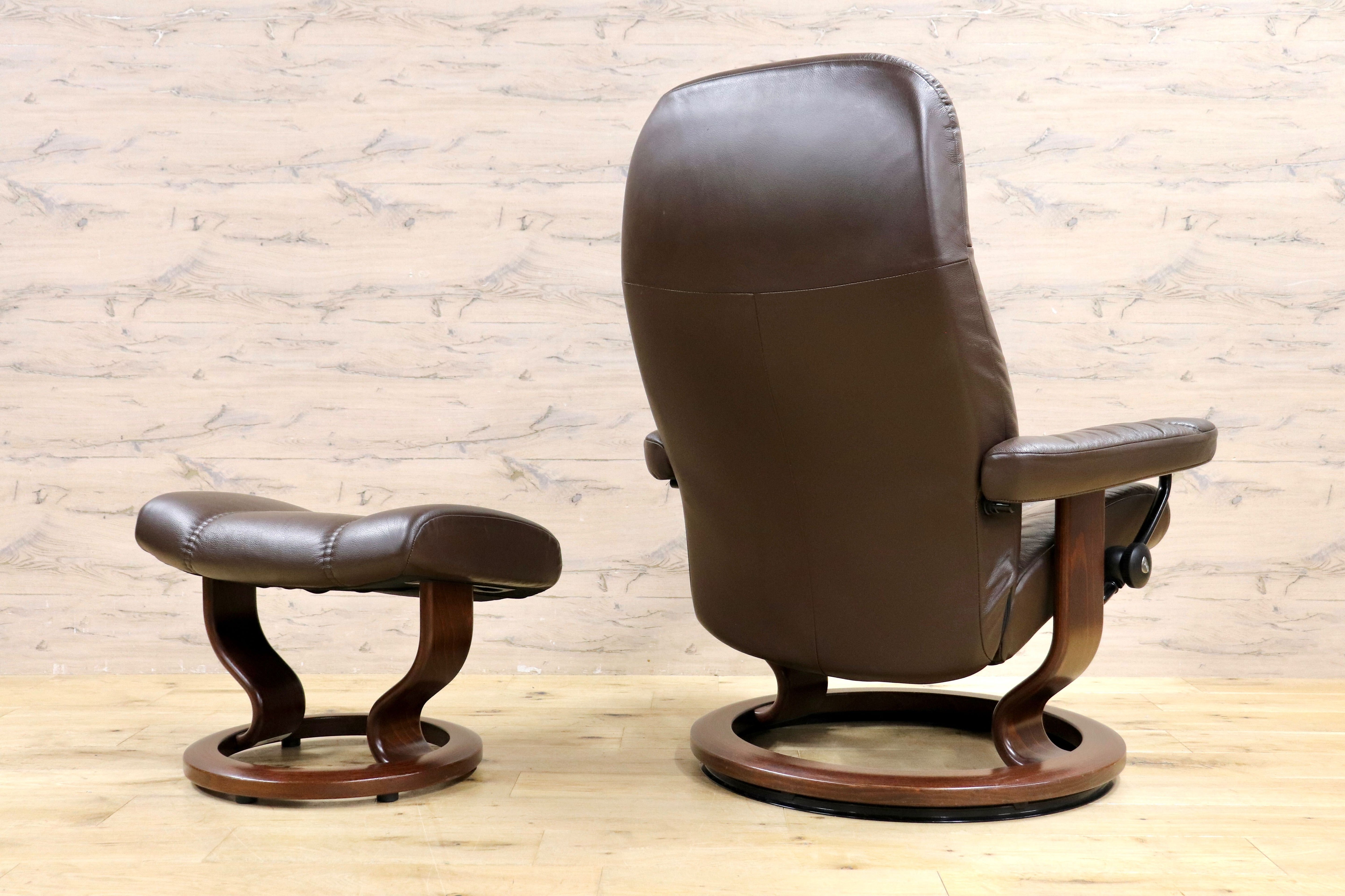 GMIS360○EKORNES / エコーネス コンサル ストレスレスチェア リクライニングチェア オットマン セット ブラウンレザー ノルウェー 北欧