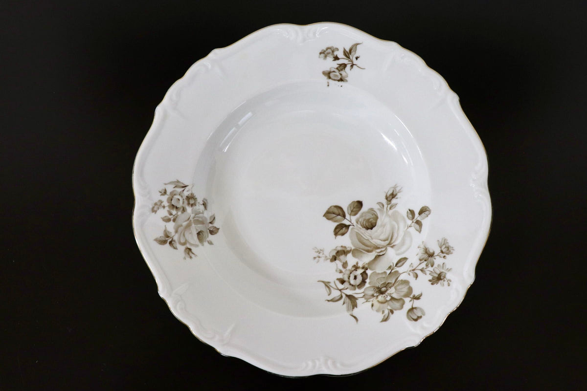 GMJH332C○ヴィンテージ Edelstein Bavaria エーデルシュタイン Maria-Theresia セピアローズ スープボウル 深皿 24cm 3枚セット ドイツ製