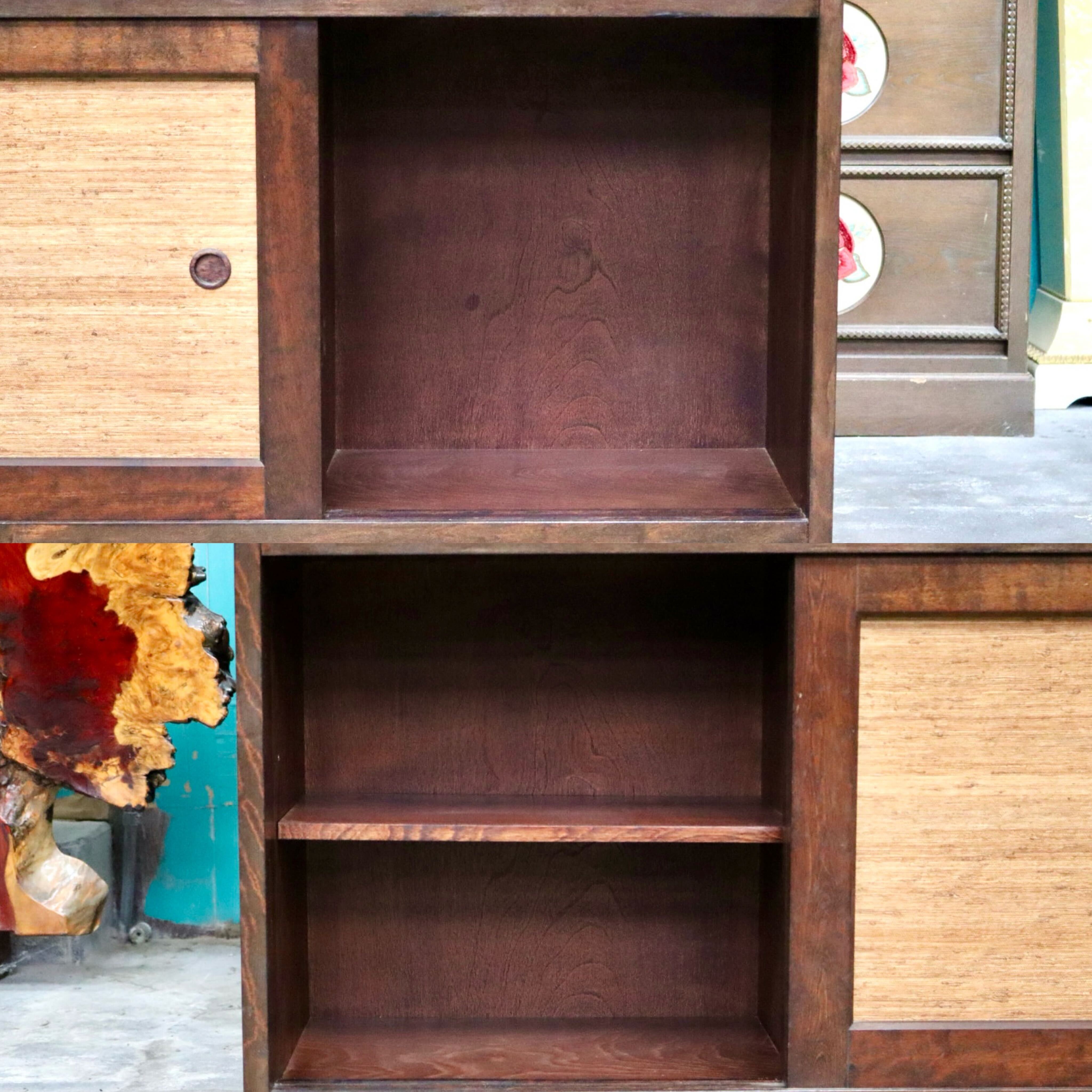 GMIH411○九州民芸家具 茶箪笥 茶棚 サイドボード キャビネット 飾り棚 サイドボード ミズメザクラ 無垢材 レトロ ヴィンテージ