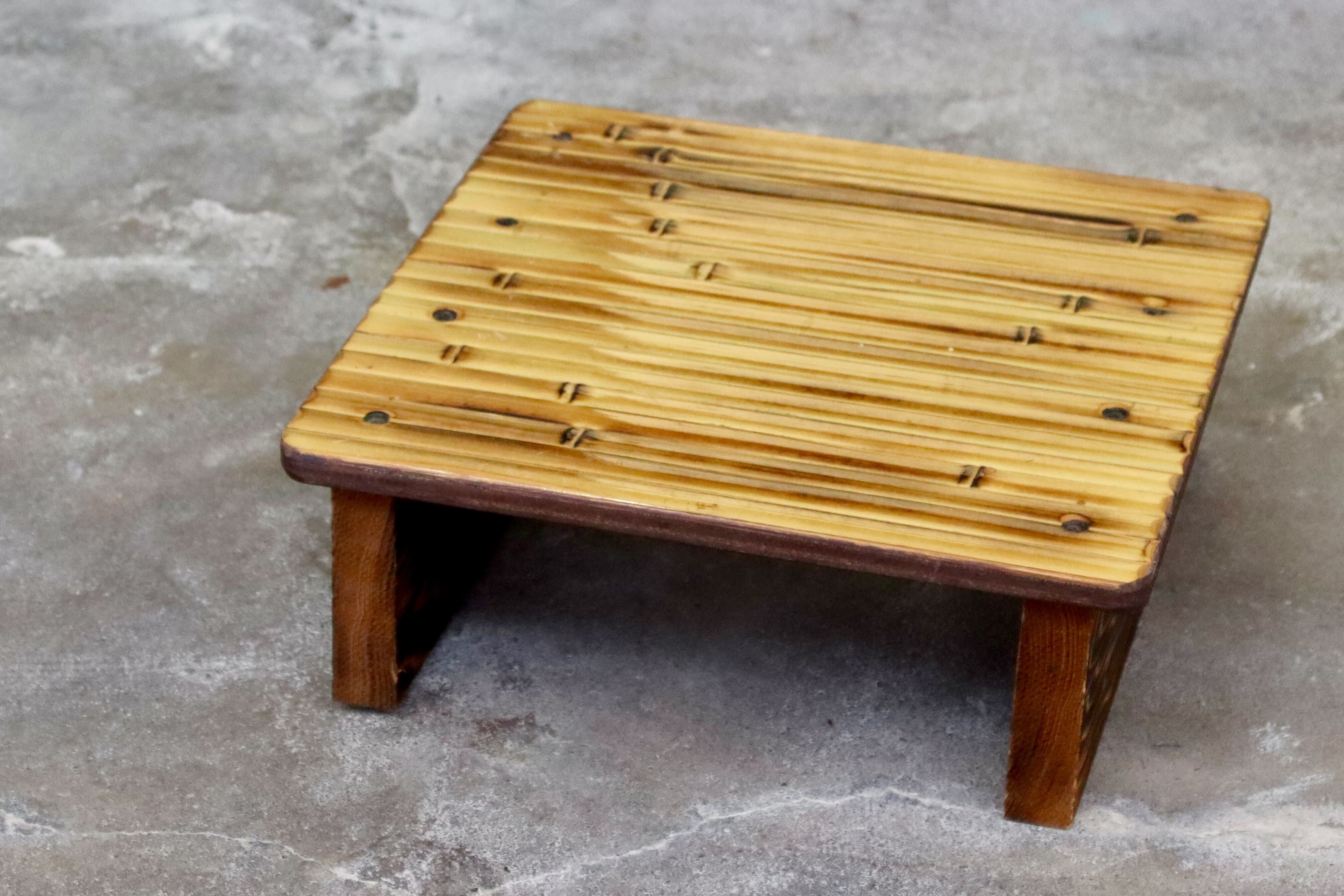 GMIK205○梅里竹芸 Umezato Bamboo Craft 竹家具 足置き台 踏み台 フットレスト 工芸品 バンブー 宮崎 高級