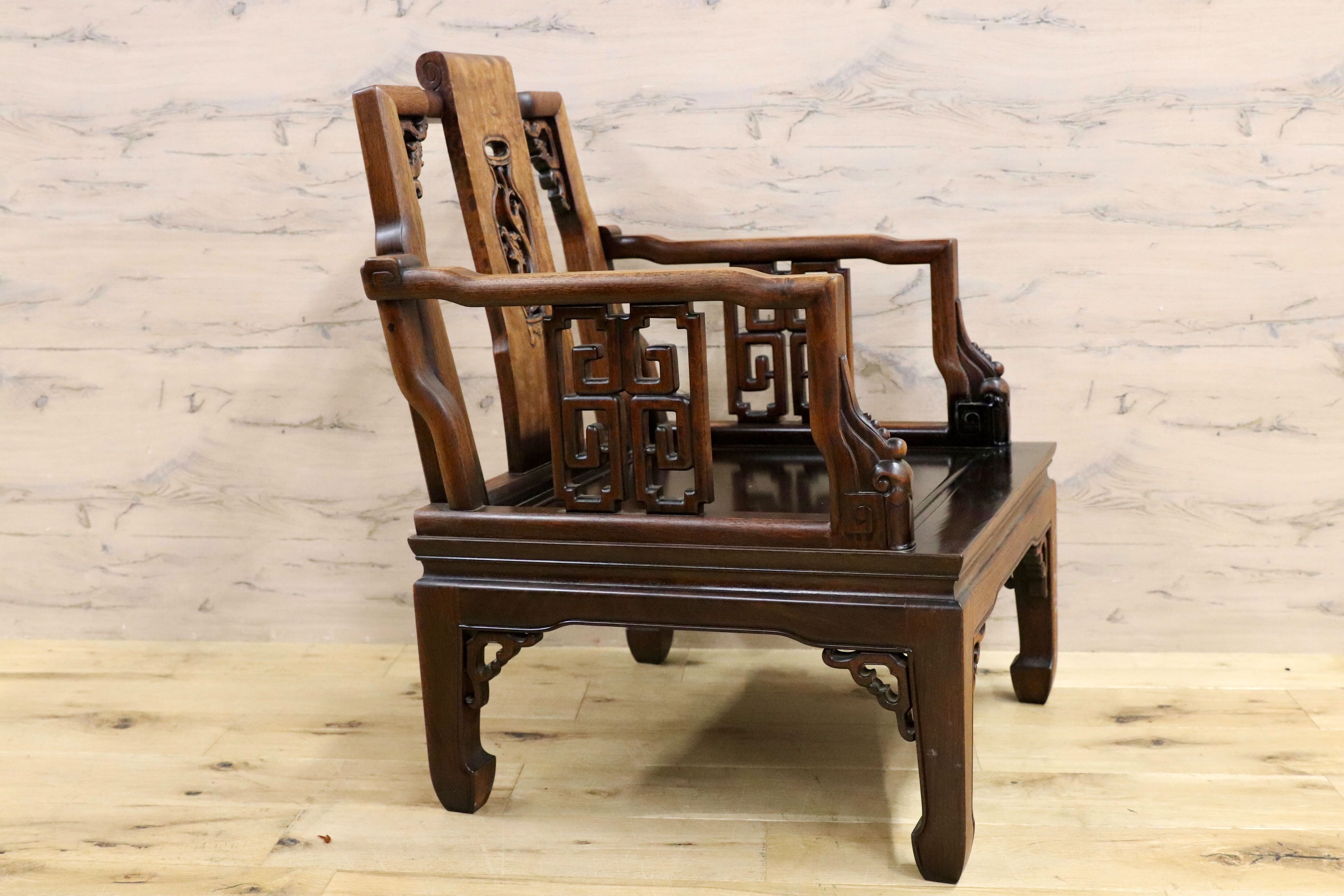 GMHS297W○中国美術 唐木家具 アームチェア 椅子 無垢材 民藝 最高級 ヴィンテージ アンティーク アジアン