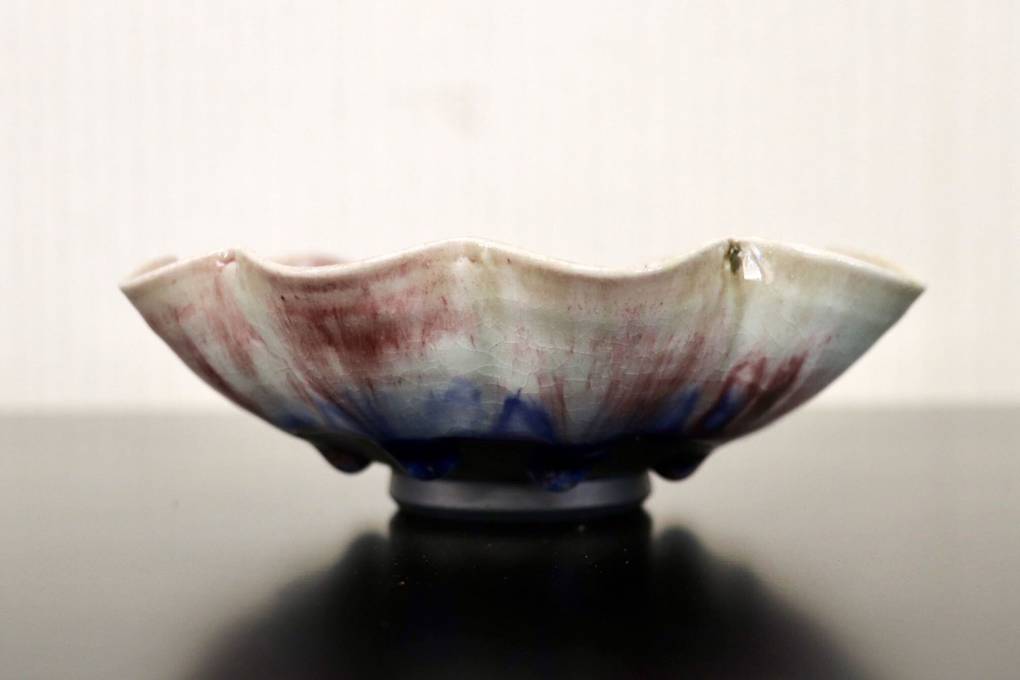 GMJO102A○千代市陶房 清水万佐年 丹波焼 辰砂輪花鉢M 伝統工芸 丹波篠山
