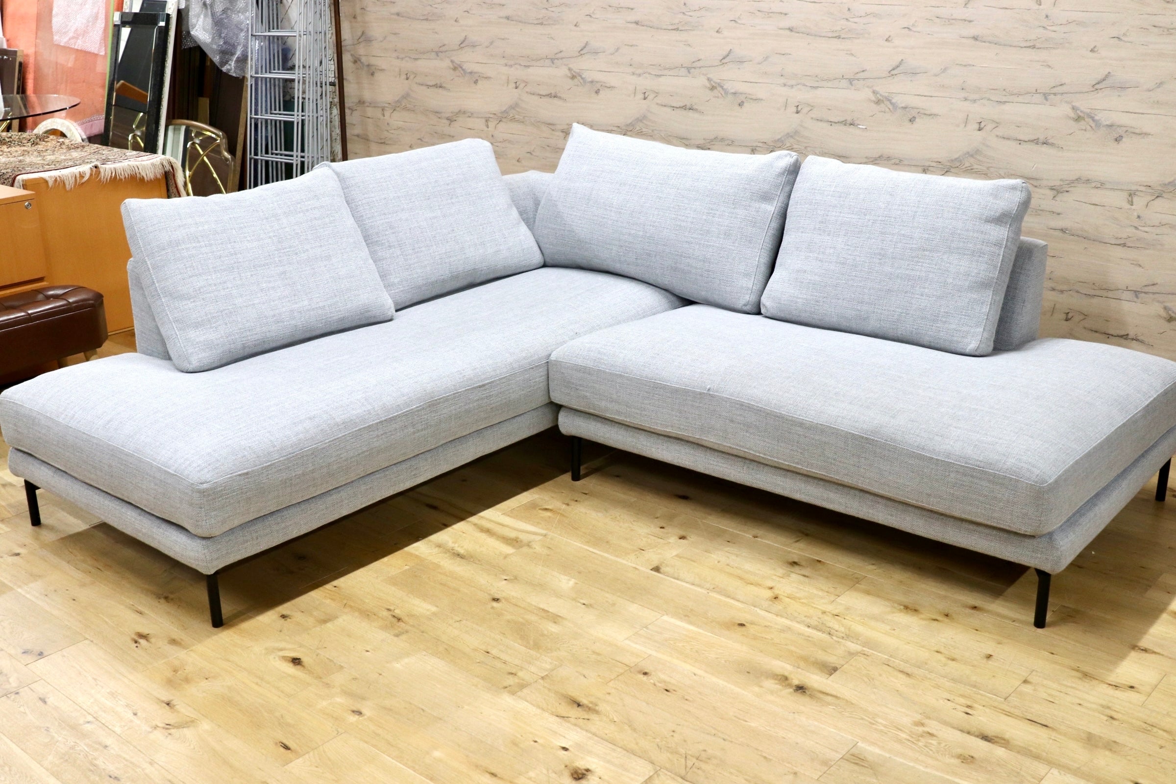 GMJS173○IDC大塚家具 Abitamoda / アビタモーダ ルイズ カウチソファ コーナーソファ ファブリック カバーリング 定価約67万 展示品