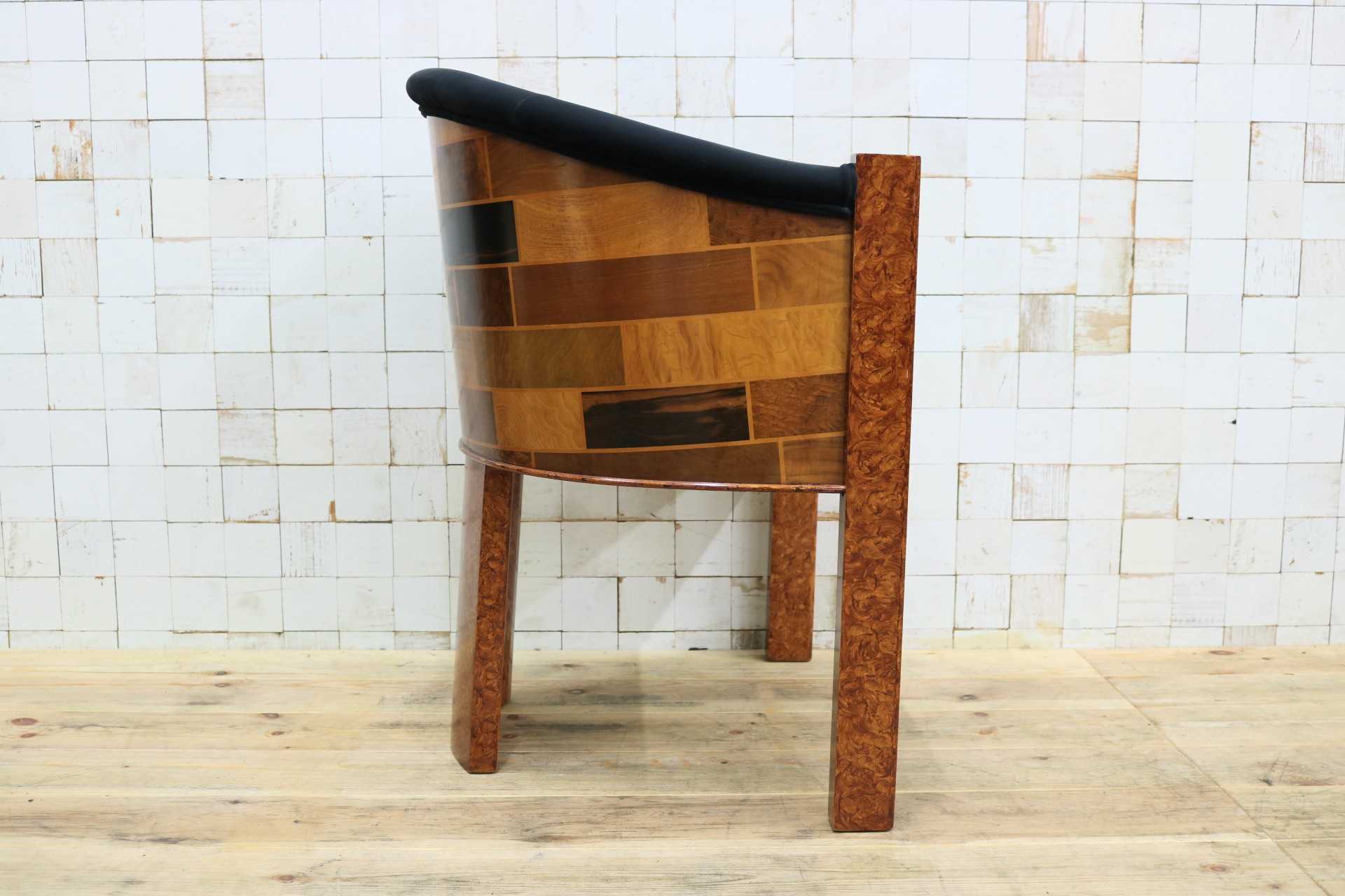 GMIK637D◯ベンフェラーラコレクション 椅子 アームチェア ファブリック Pepe Benlliure ペペ・ベンリウレ 象嵌細工 レッドウッド 希少