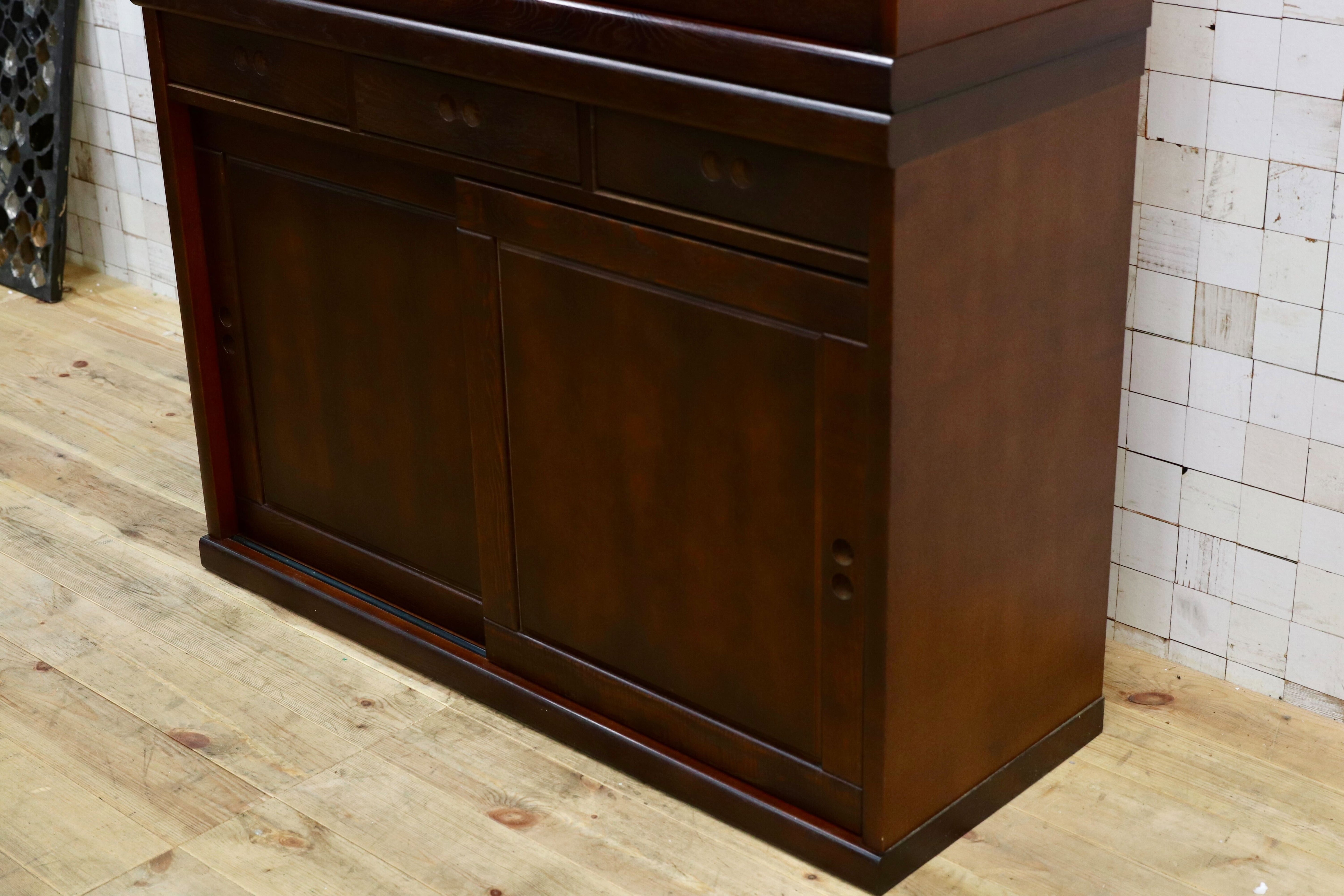 GMET009○大雪木工 ポトフ キャビネット カップボード リビングボード 収納家具 飾り棚 旭川家具