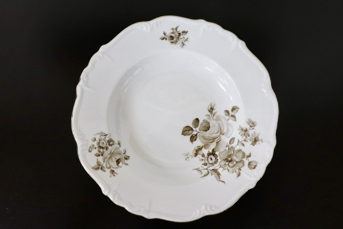 GMJH332AF○ヴィンテージ Edelstein Bavaria エーデルシュタイン Maria-Theresia セピアローズ スープボウル 深皿 24cm 2枚セット ドイツ製