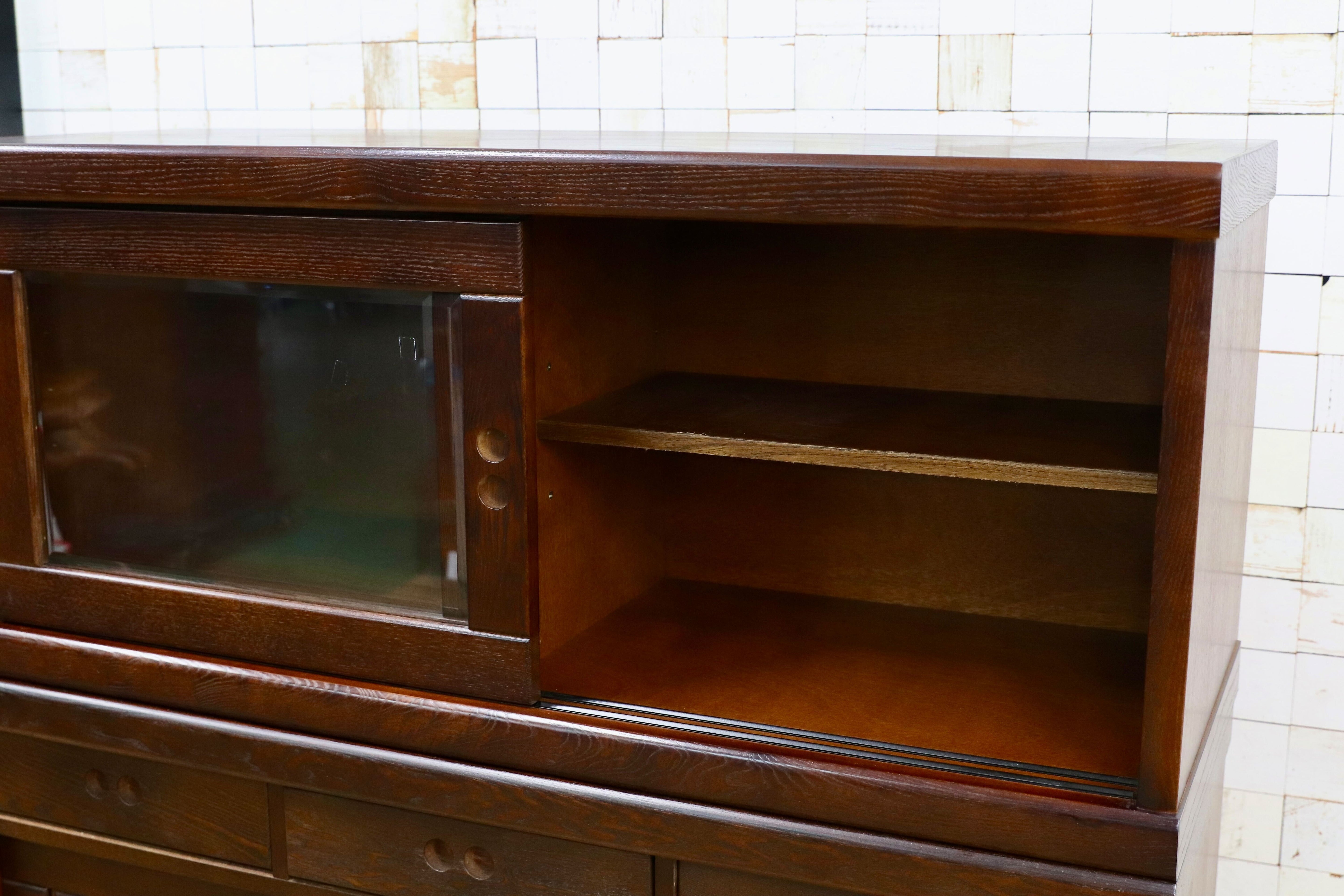 GMET009○大雪木工 ポトフ キャビネット カップボード リビングボード 収納家具 飾り棚 旭川家具