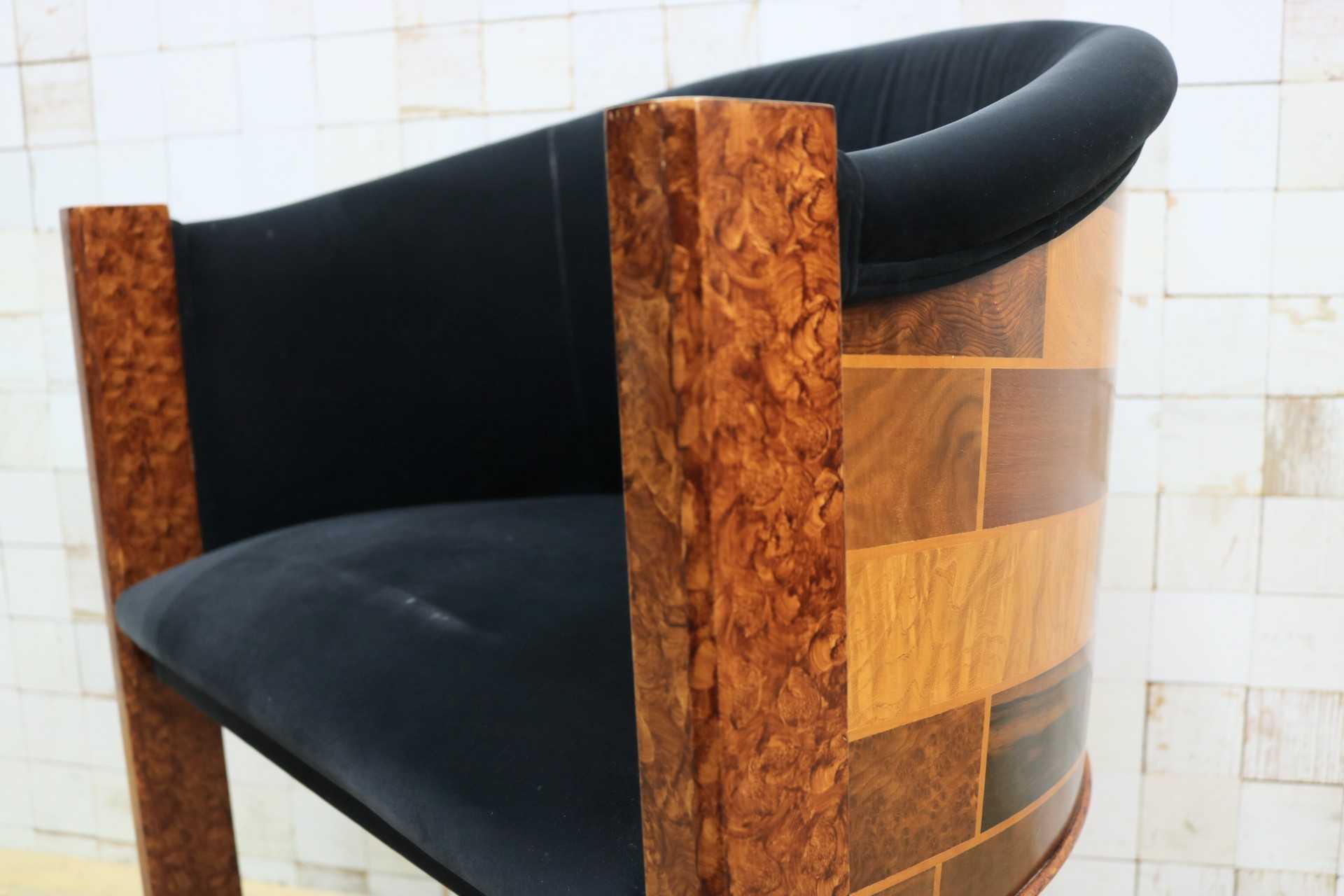 GMIK637D◯ベンフェラーラコレクション 椅子 アームチェア ファブリック Pepe Benlliure ペペ・ベンリウレ 象嵌細工 レッドウッド 希少