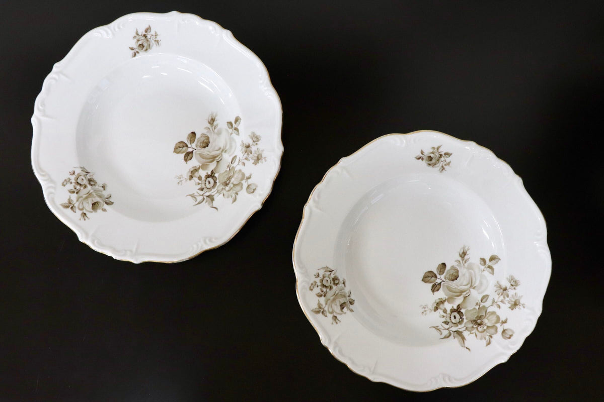 GMJH332AF○ヴィンテージ Edelstein Bavaria エーデルシュタイン Maria-Theresia セピアローズ スープボウル 深皿 24cm 2枚セット ドイツ製