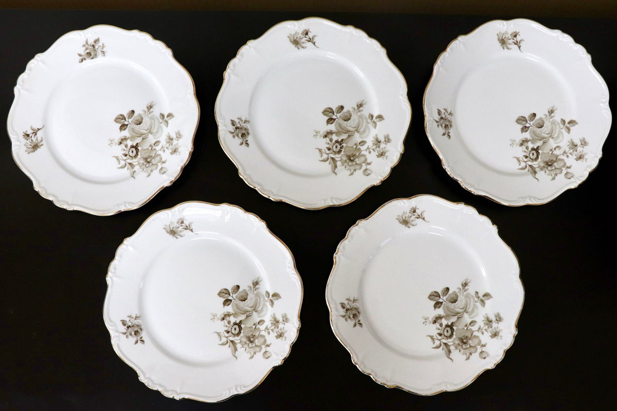 GMJH332AG○ヴィンテージ Edelstein Bavaria エーデルシュタイン Maria-Theresia セピアローズ デザートプレート 21cm 5枚セット ドイツ製