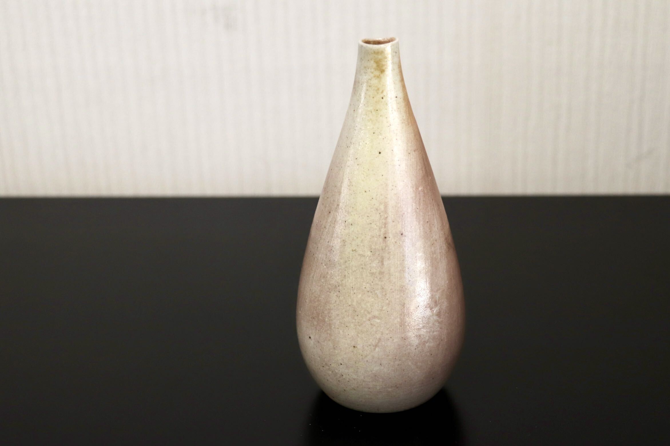 GMJO115○千代市陶房 清水万佐年 丹波焼 蛇式白磁一輪花生 伝統工芸 丹波篠山