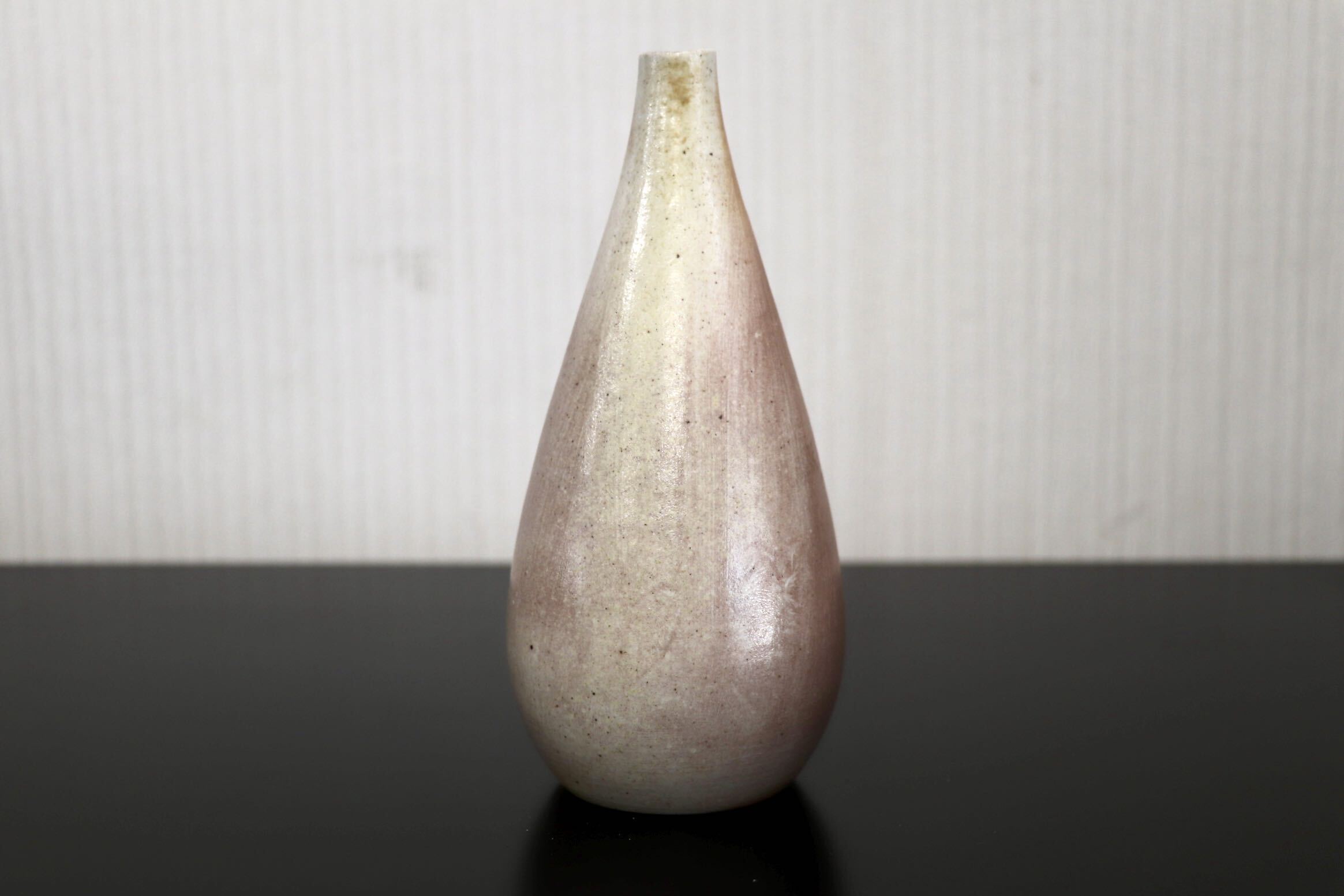 GMJO115○千代市陶房 清水万佐年 丹波焼 蛇式白磁一輪花生 伝統工芸 丹波篠山