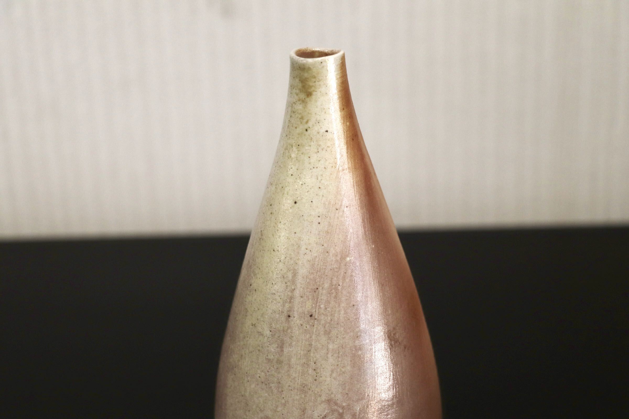 GMJO115○千代市陶房 清水万佐年 丹波焼 蛇式白磁一輪花生 伝統工芸 丹波篠山