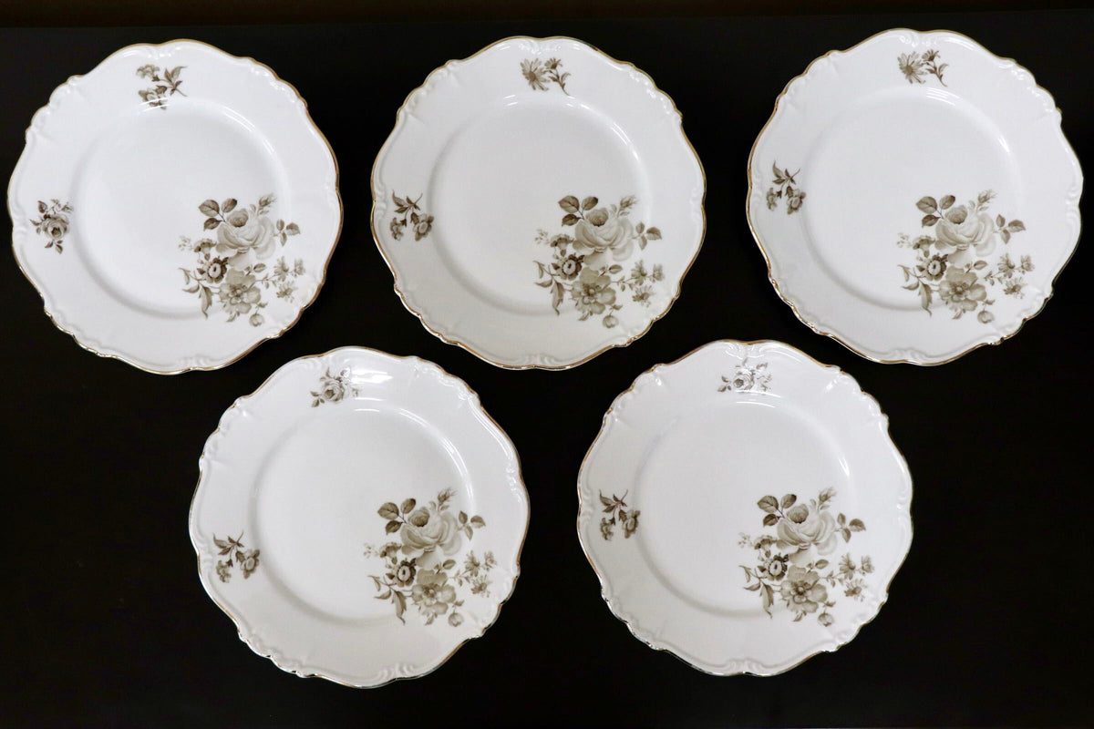 GMJH332AH○ヴィンテージ Edelstein Bavaria エーデルシュタイン Maria-Theresia セピアローズ デザートプレート 21cm 5枚セット ドイツ製
