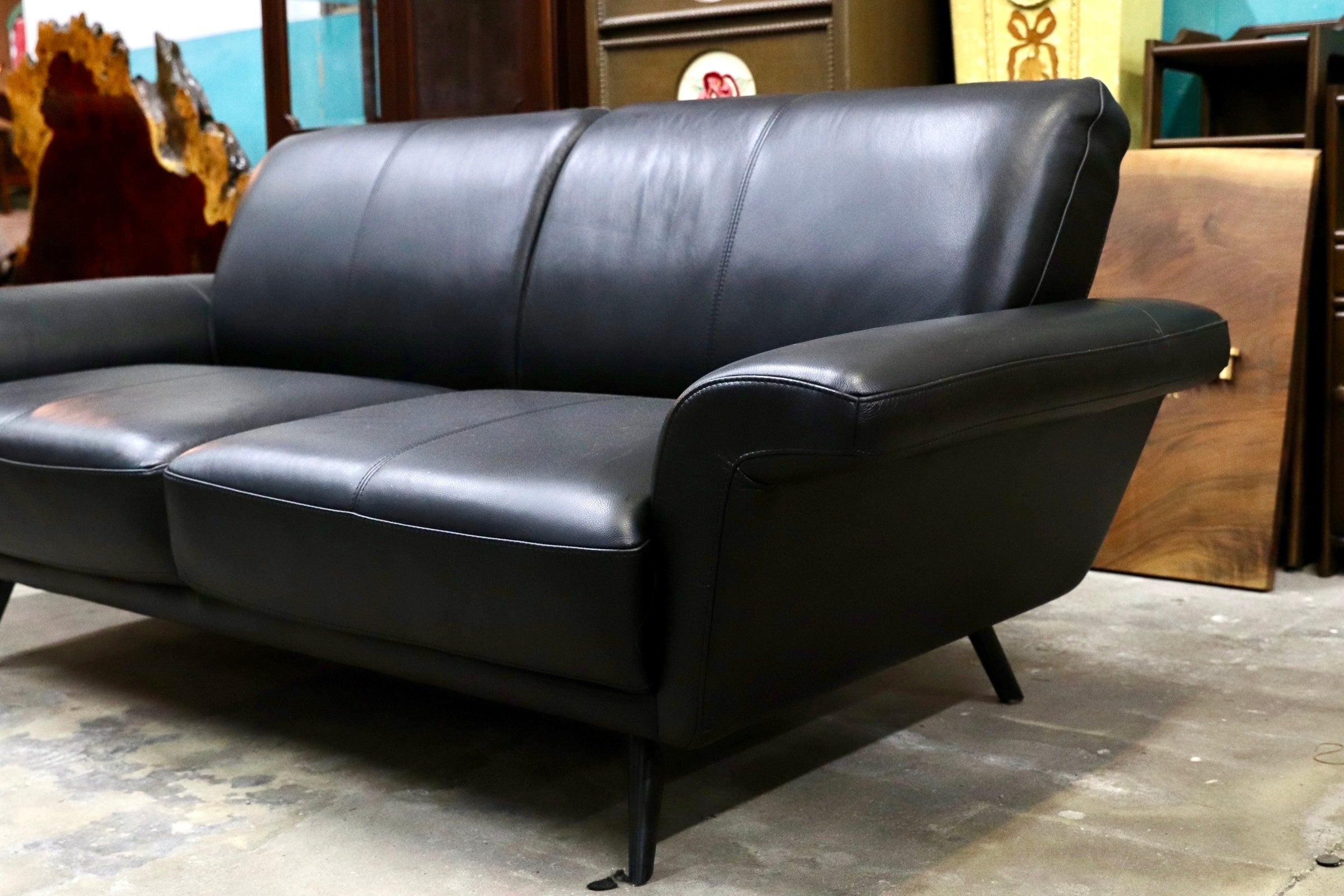 GMJH222○FLYMEe Noir / フライミーノワール Lorraine ロレーヌ 2.5人掛けソファ 総本革 ブラック レザー ローバック モダン 約62万 廃盤