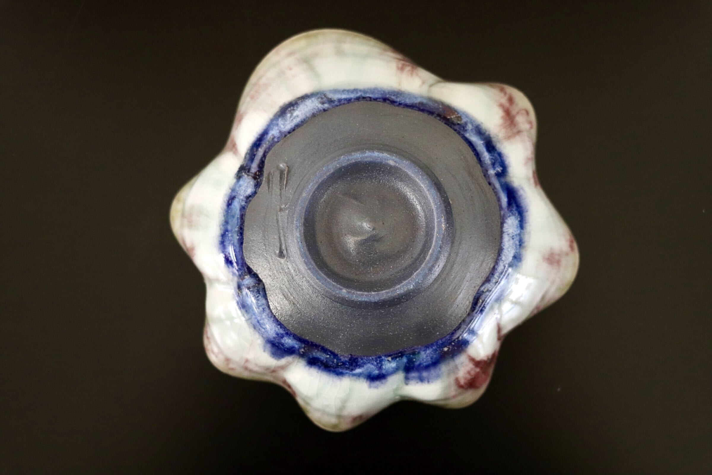 GMJO103A○千代市陶房 清水万佐年 丹波焼 辰砂輪花鉢S 伝統工芸 丹波立杭焼 丹波篠山
