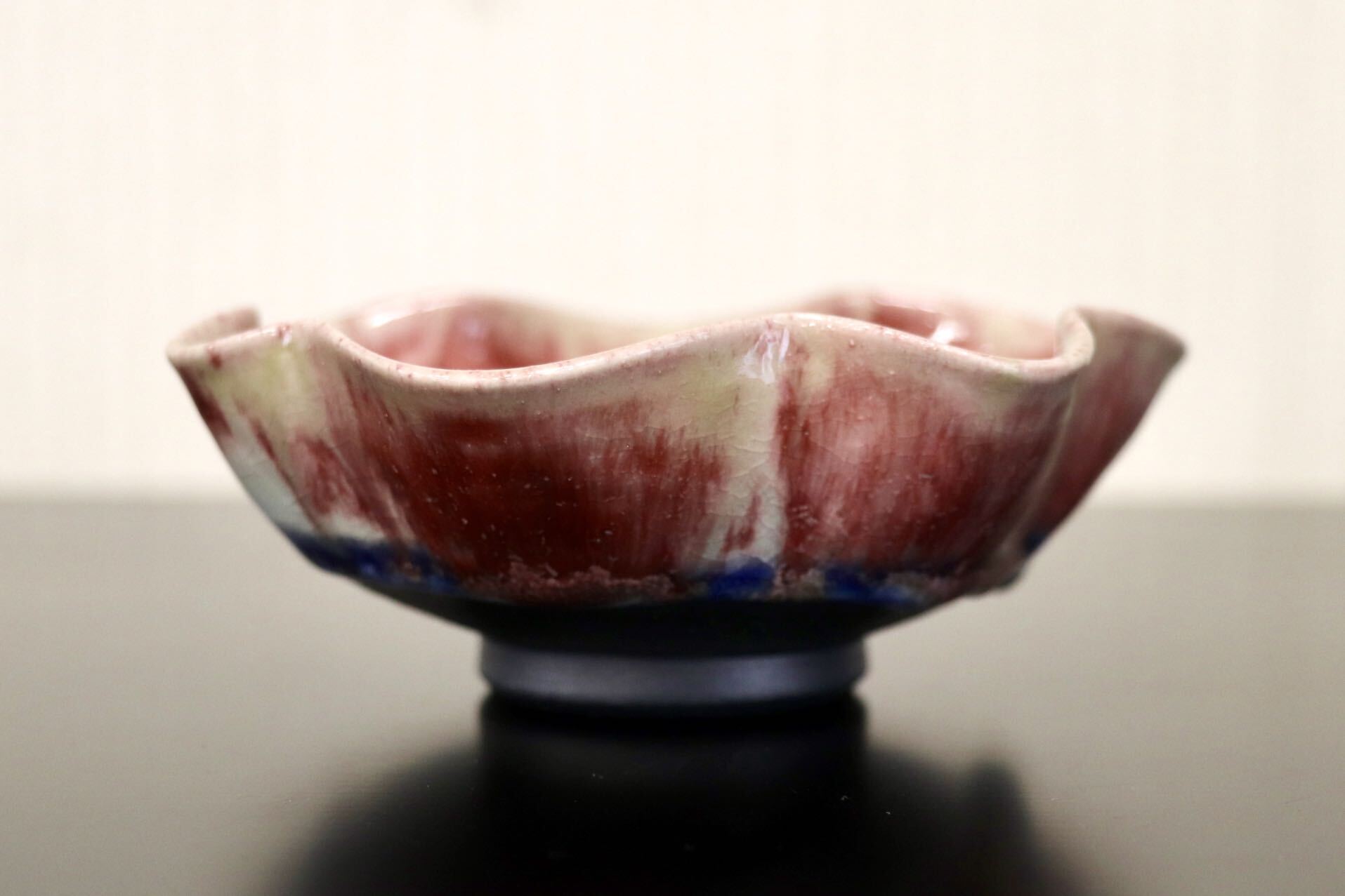 GMJO103B○千代市陶房 清水万佐年 丹波焼 辰砂輪花鉢S 伝統工芸 丹波立杭焼 丹波篠山