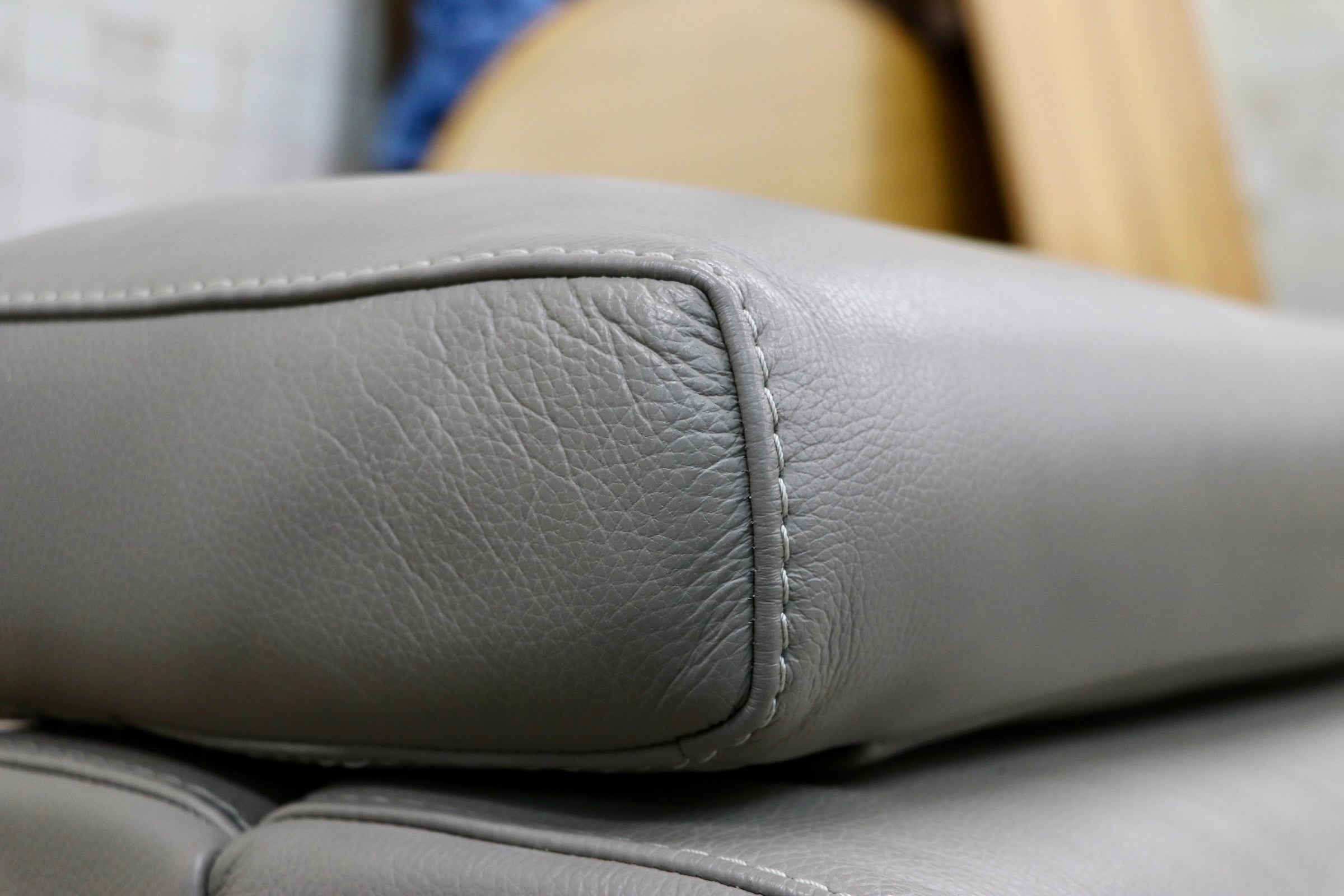 GMJK195○Leather World / レザーワールド カウチソファ 本革 グレー 3人掛け ヘッドレスト可動 L字ソファ モダン
