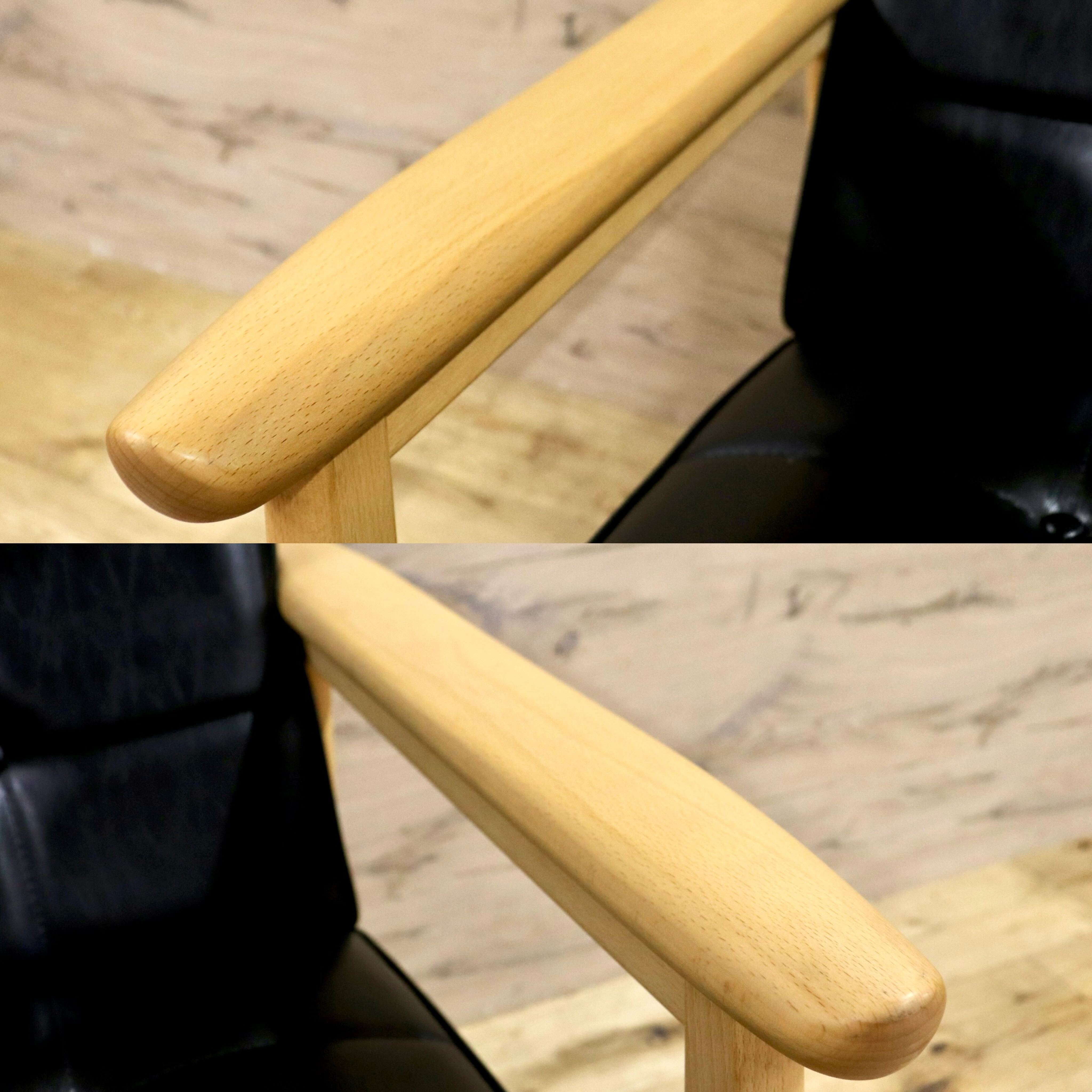 GMIK640B○カリモク60 Kチェア 1シーター スタンダードブラック 合成皮革 ラウンジチェア 肘掛け椅子 シングルソファ