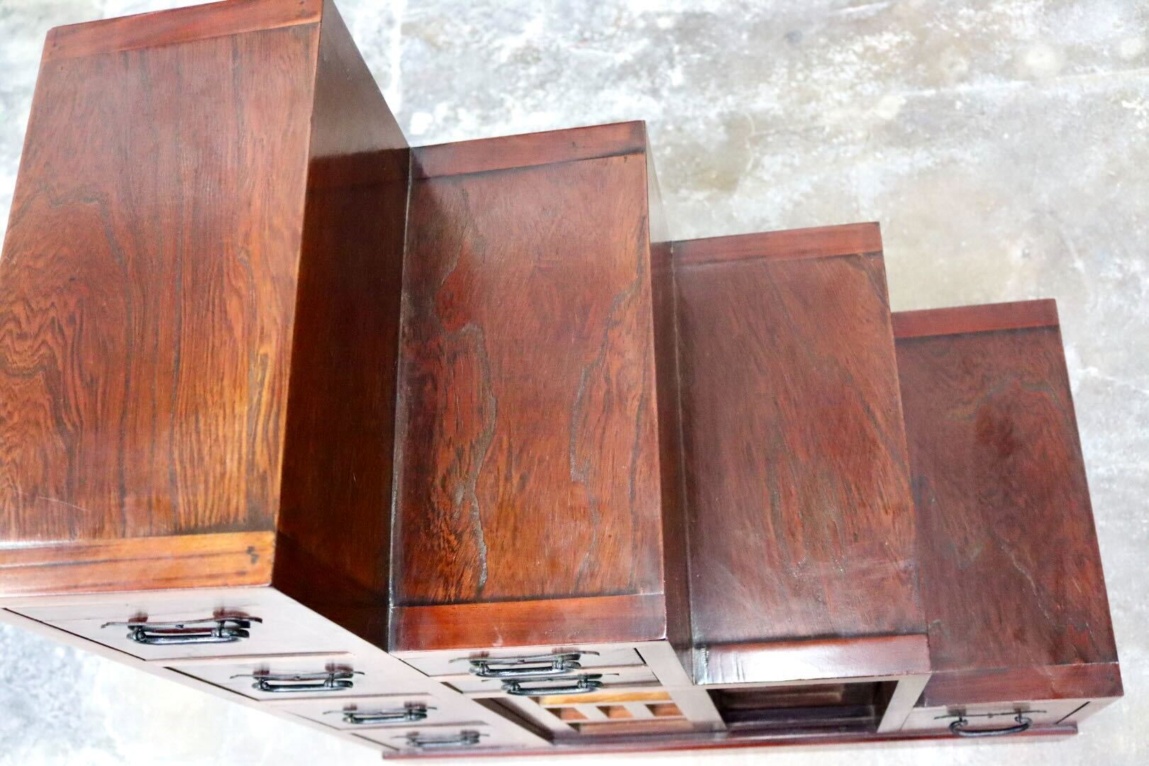 GMIK479○階段箪笥 両面 時代箪笥 和家具 和モダン 和室 座敷 古民家 チェスト 整理箪笥 引き出し収納 レトロ