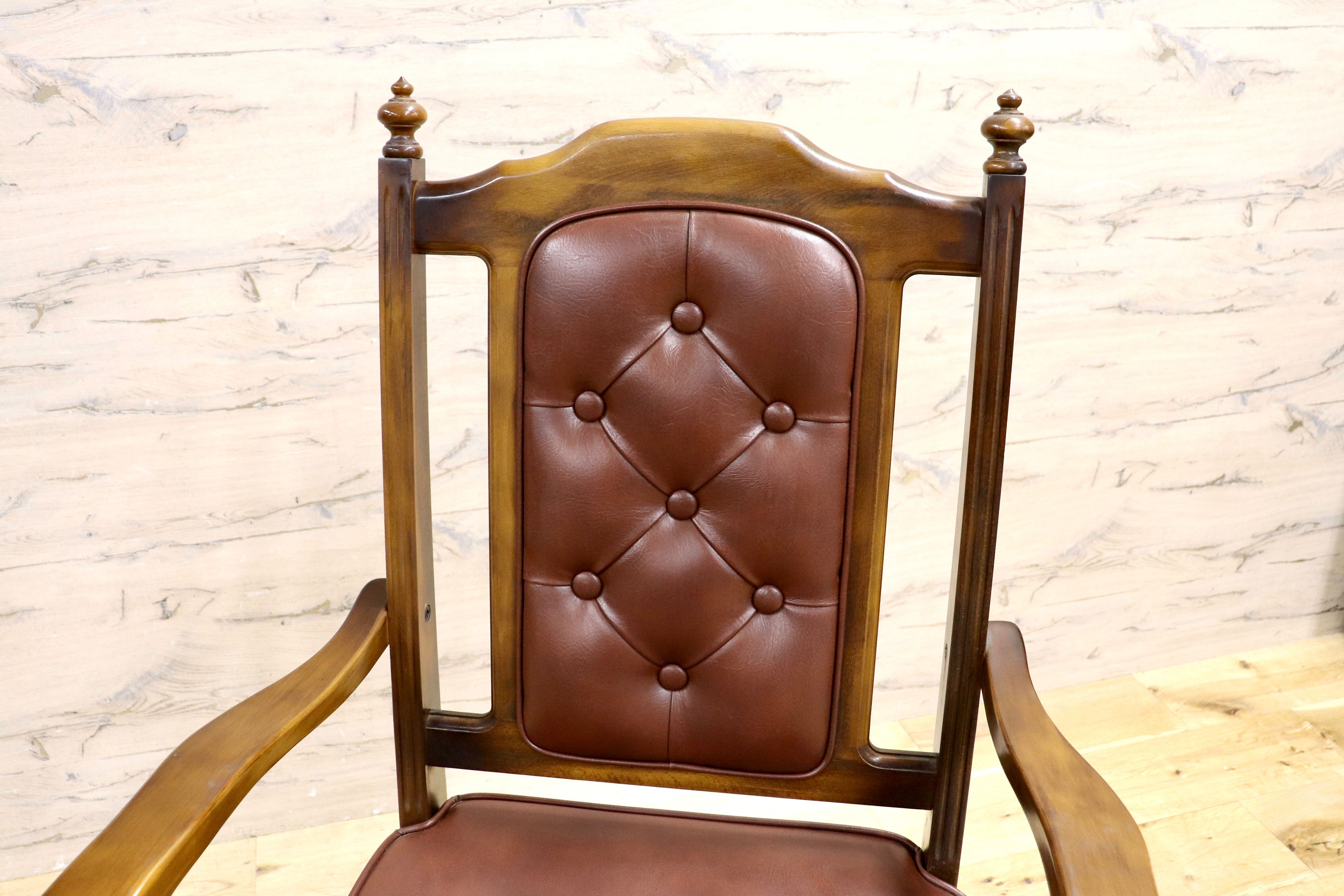 GMIH341A○karimoku / カリモク ダイニングチェア 2脚セット アームチェア 椅子 レザー ヴィンテージ アンティーク オールドカリモク