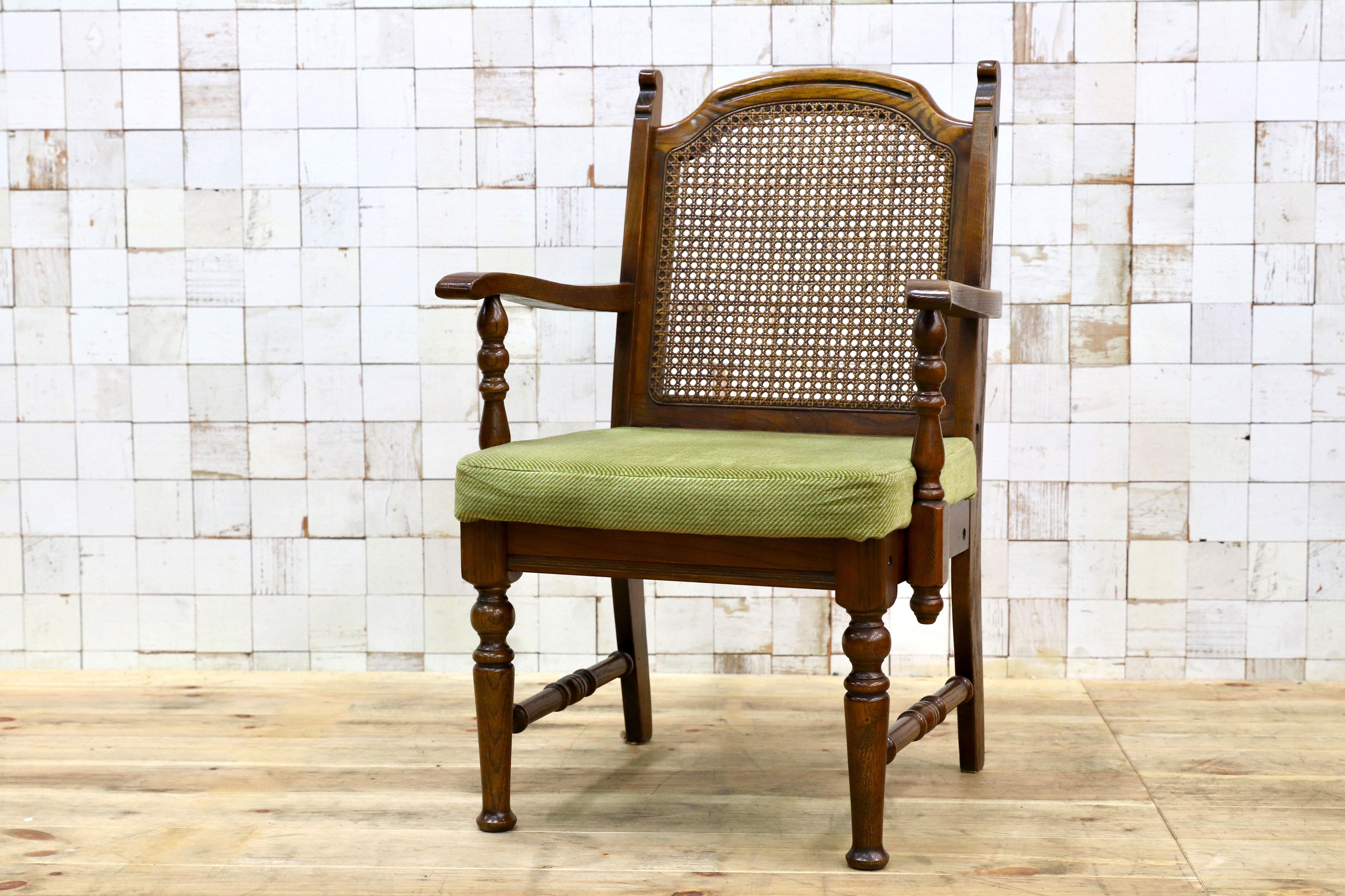 GMIK447A○三越家具 Brugge ブルージュ アームチェア ダイニングチェア 椅子 オーク ファブリック 英国カントリー アンティーク調 レトロ