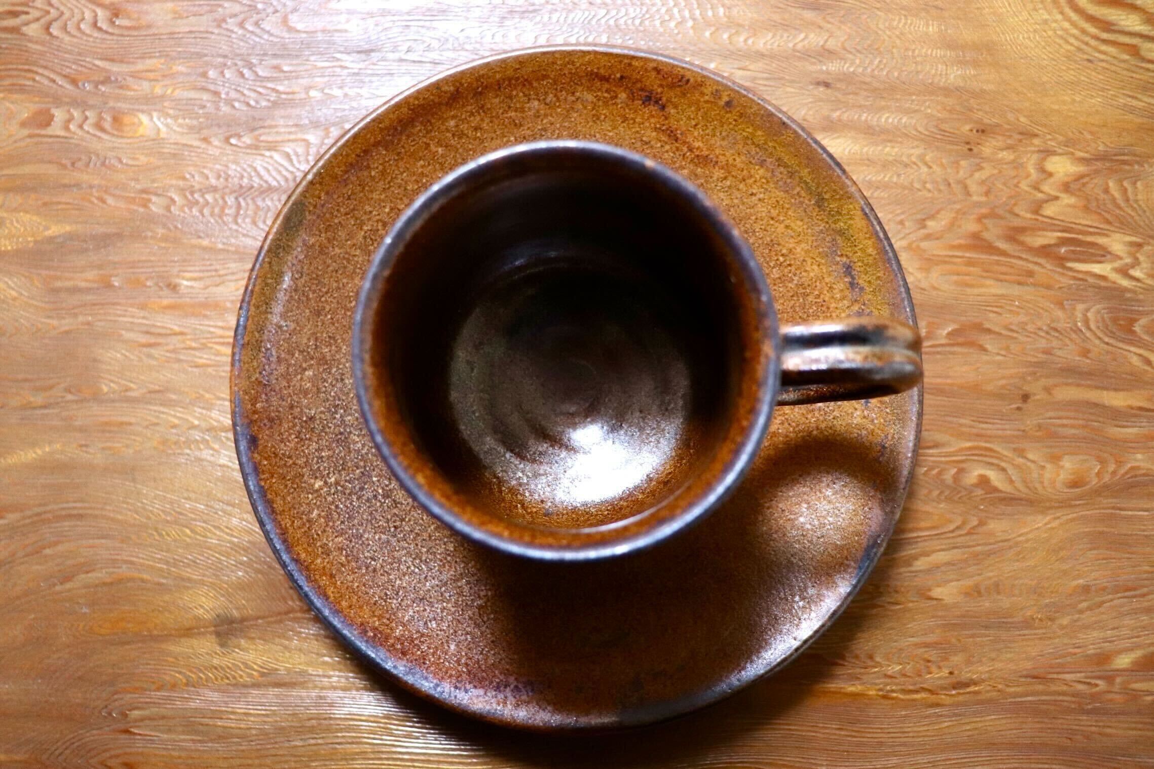 GMIO466A○千代市陶房 清水千代市 丹波焼 コーヒー椀皿 陶器 丹波篠山 伝統工芸 未使用