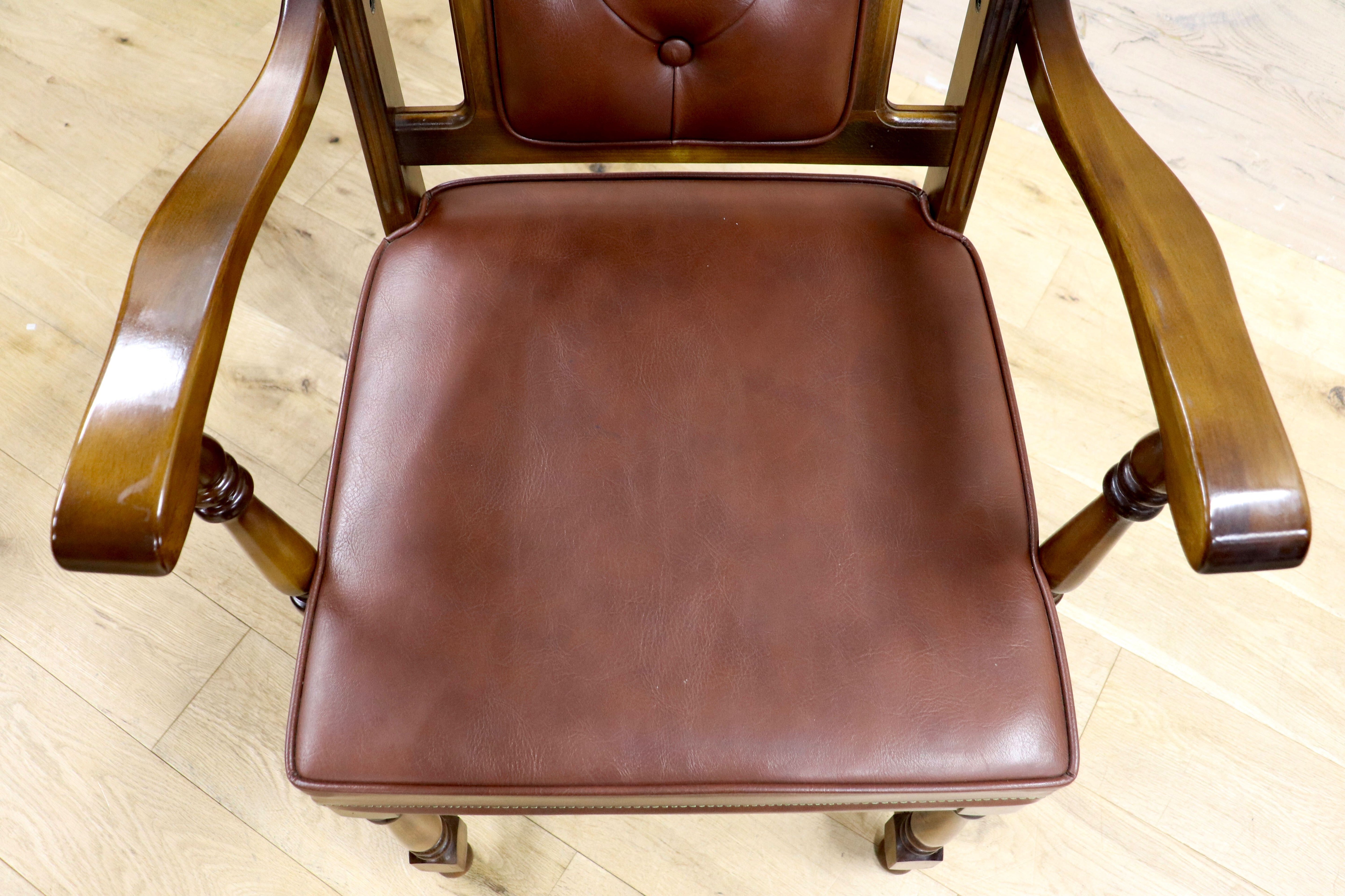 GMIH341B○karimoku / カリモク ダイニングチェア 2脚セット アームチェア 椅子 レザー ヴィンテージ アンティーク オールドカリモク