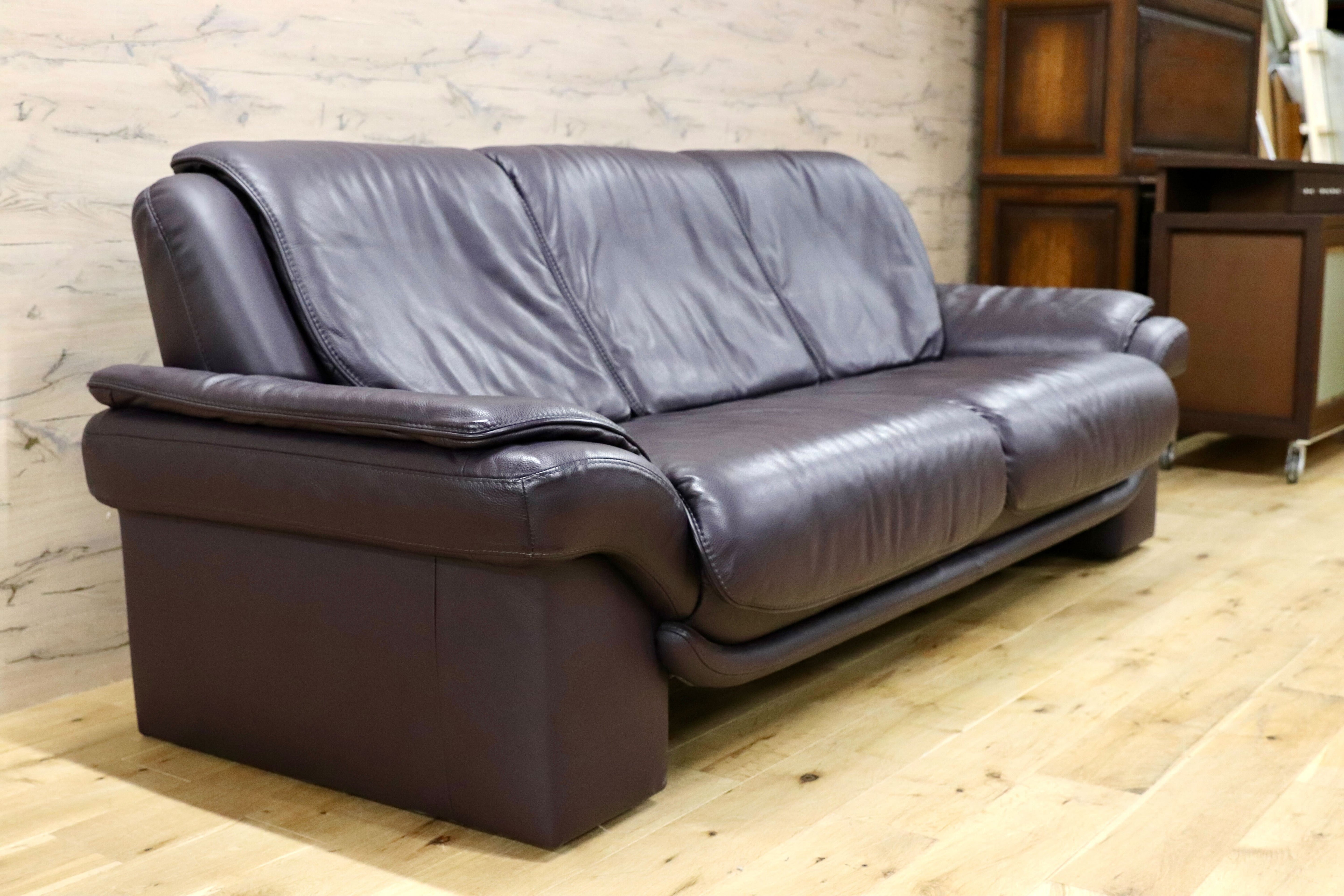 GMIK905C○himolla / ヒモラ パシフィック 3人掛けソファ トリプルソファ 総本革 ダークブラウン ドイツ IDC大塚家具 定価約80万 ※訳あり