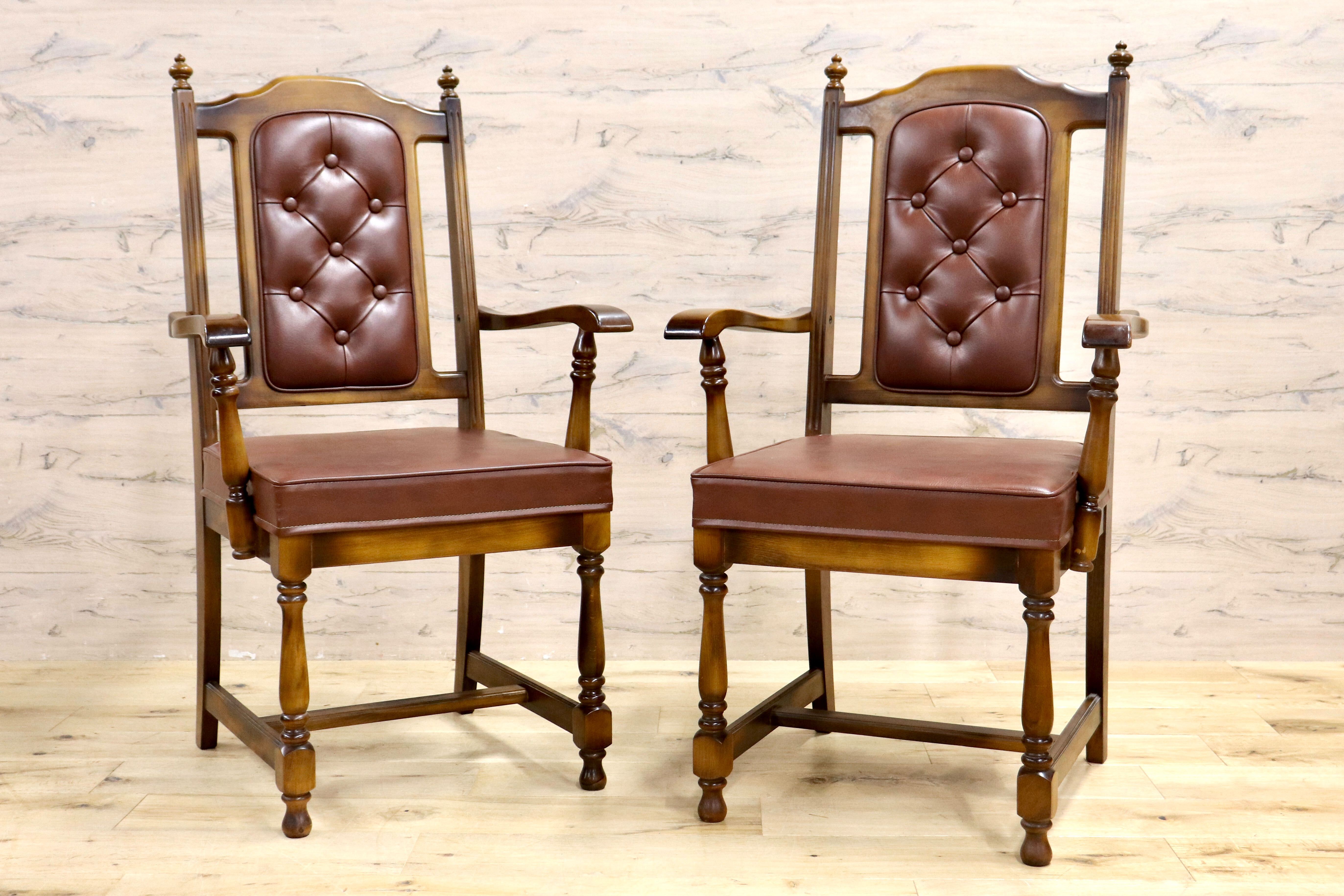 GMIH341C○karimoku / カリモク ダイニングチェア 2脚セット アームチェア 椅子 レザー ヴィンテージ アンティーク オールドカリモク