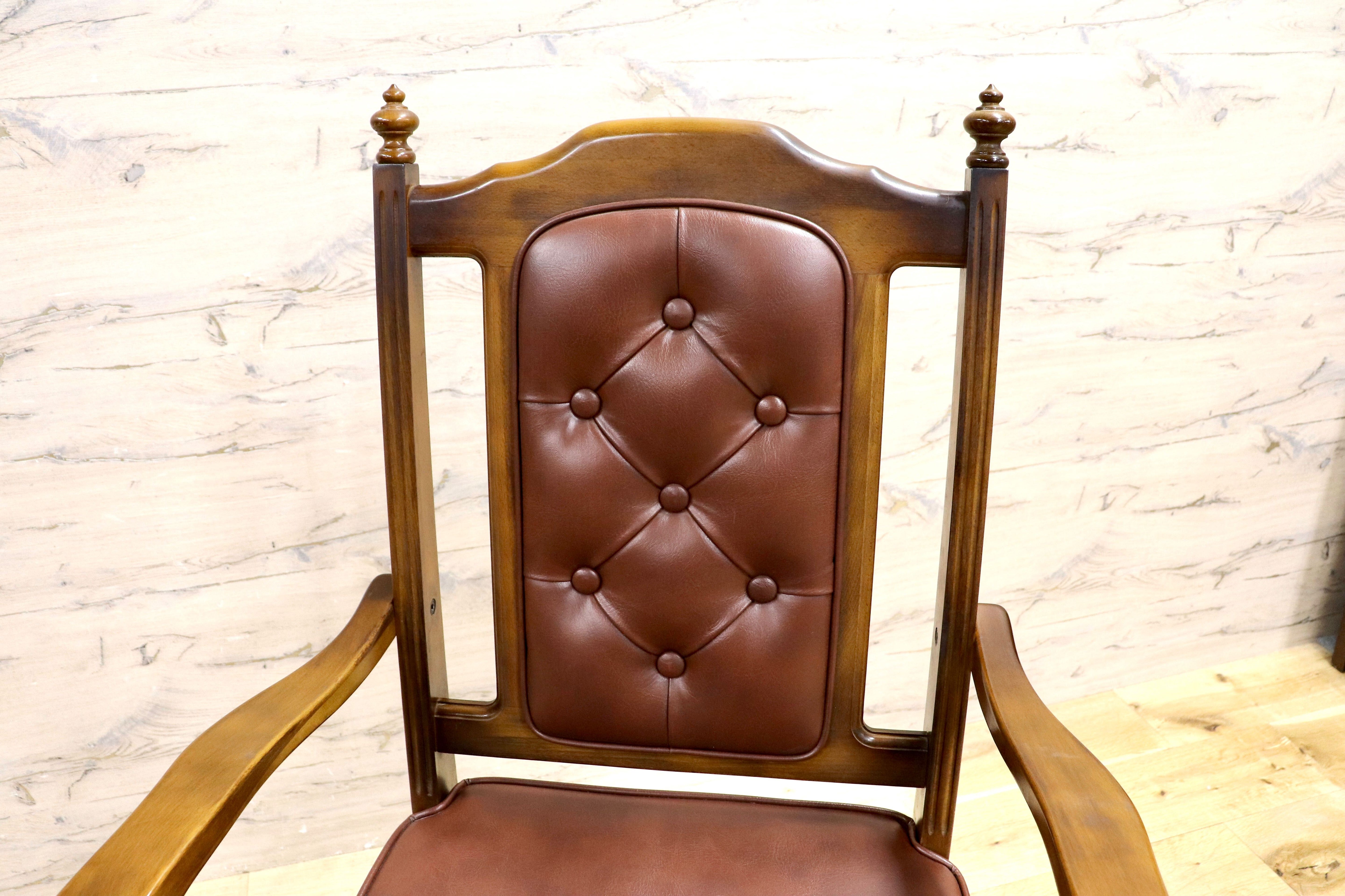 GMIH341C○karimoku / カリモク ダイニングチェア 2脚セット アームチェア 椅子 レザー ヴィンテージ アンティーク オールドカリモク