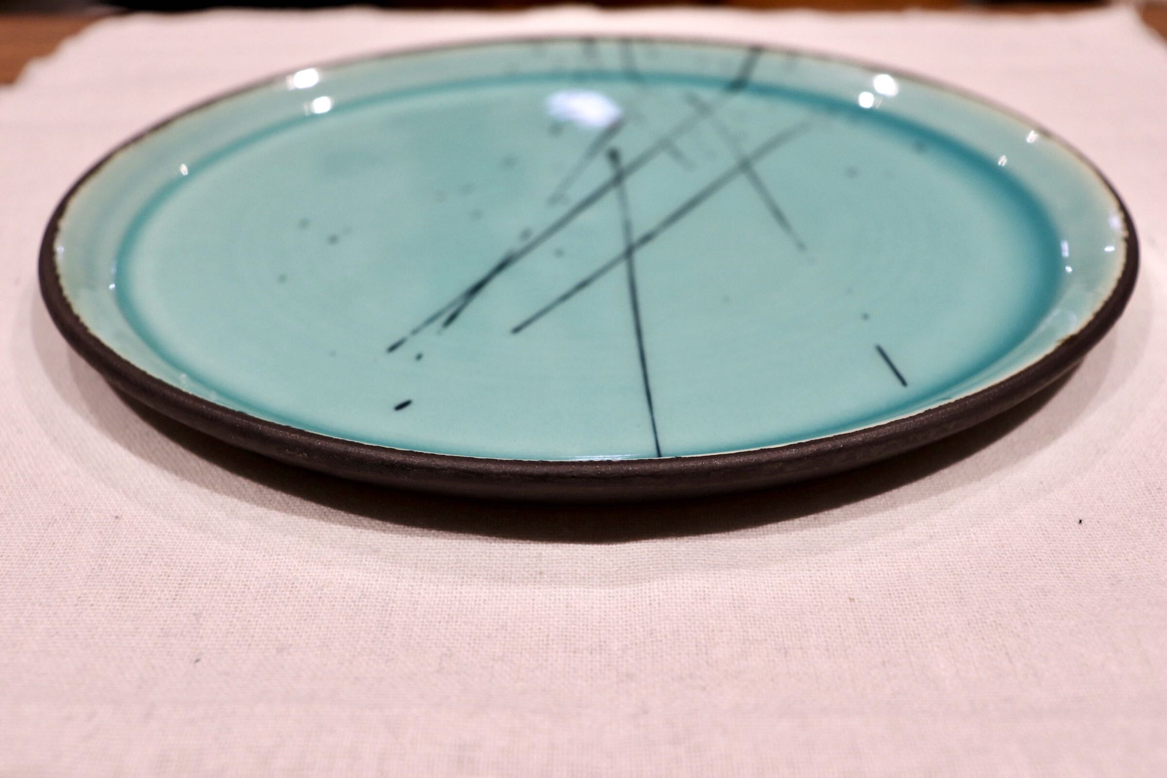 GMIO94B◯雅峰窯 丹波焼 フラットプレート 大皿 和食器 陶器 伝統工芸 丹波篠山 未使用