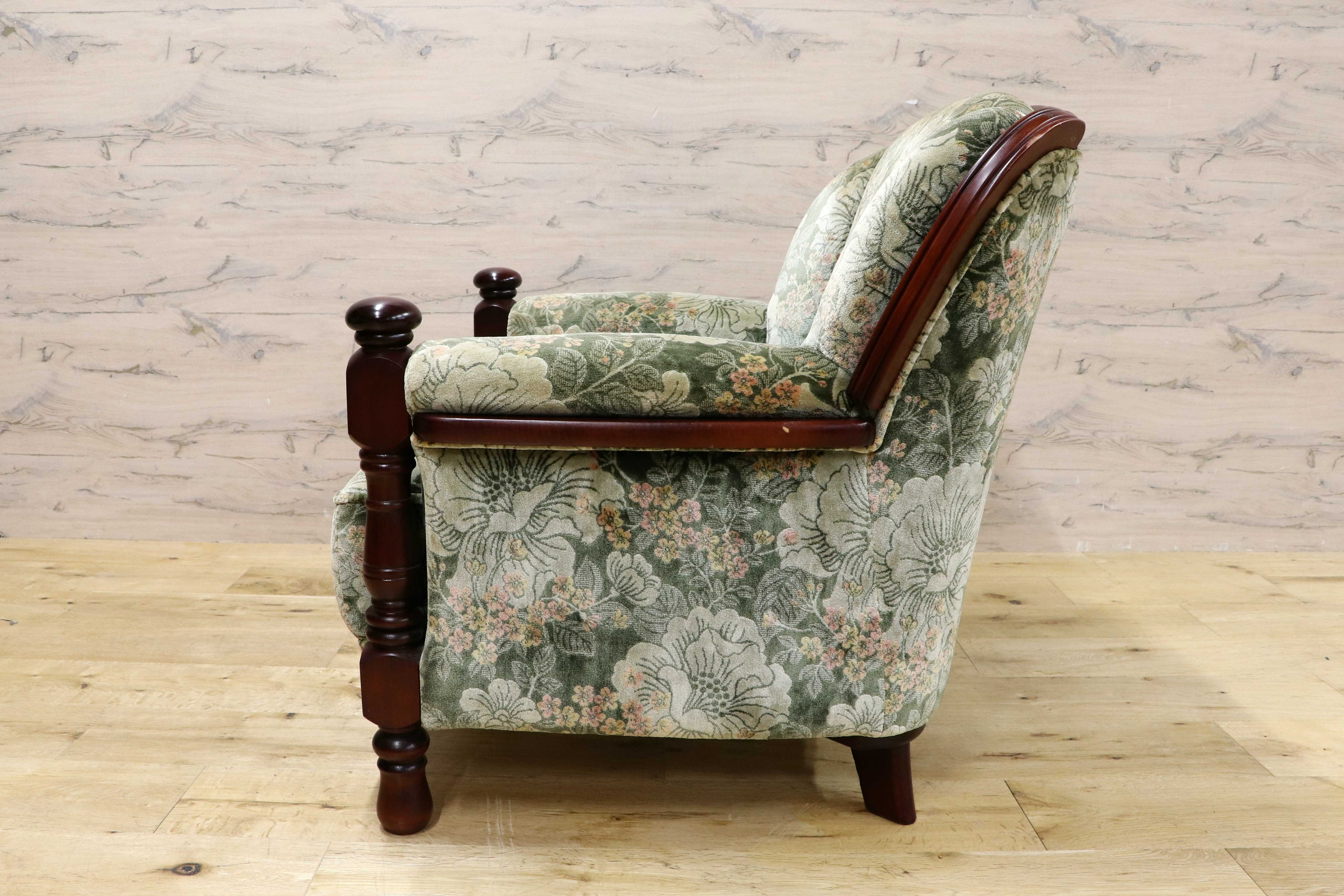 GMIH195B○karimoku / カリモク コロニアル 1人掛けソファ シングルソファ ラウンジチェア 国産家具 ファブリック 花柄 定価約10.4万