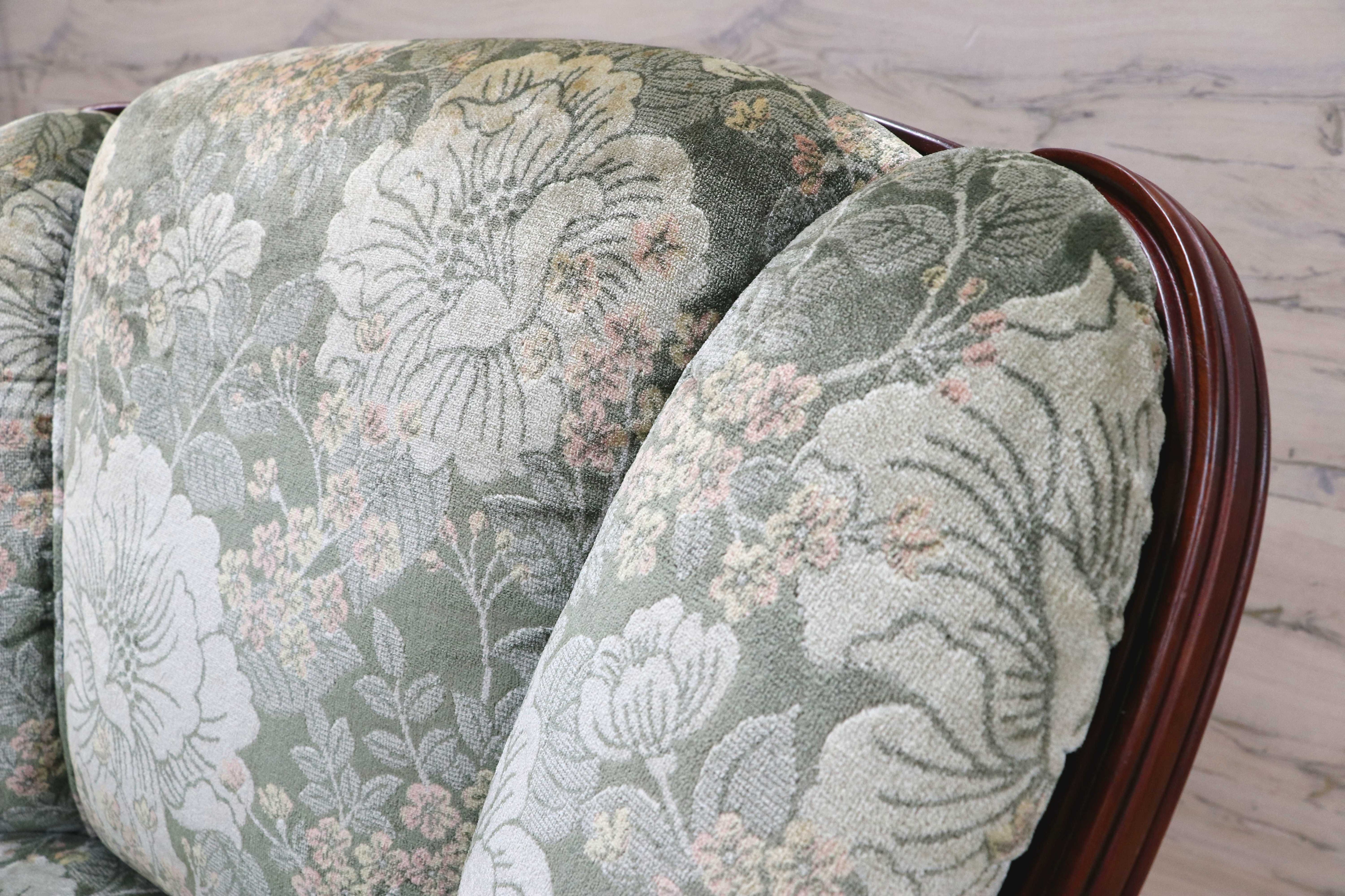 GMIH195B○karimoku / カリモク コロニアル 1人掛けソファ シングルソファ ラウンジチェア 国産家具 ファブリック 花柄 定価約10.4万