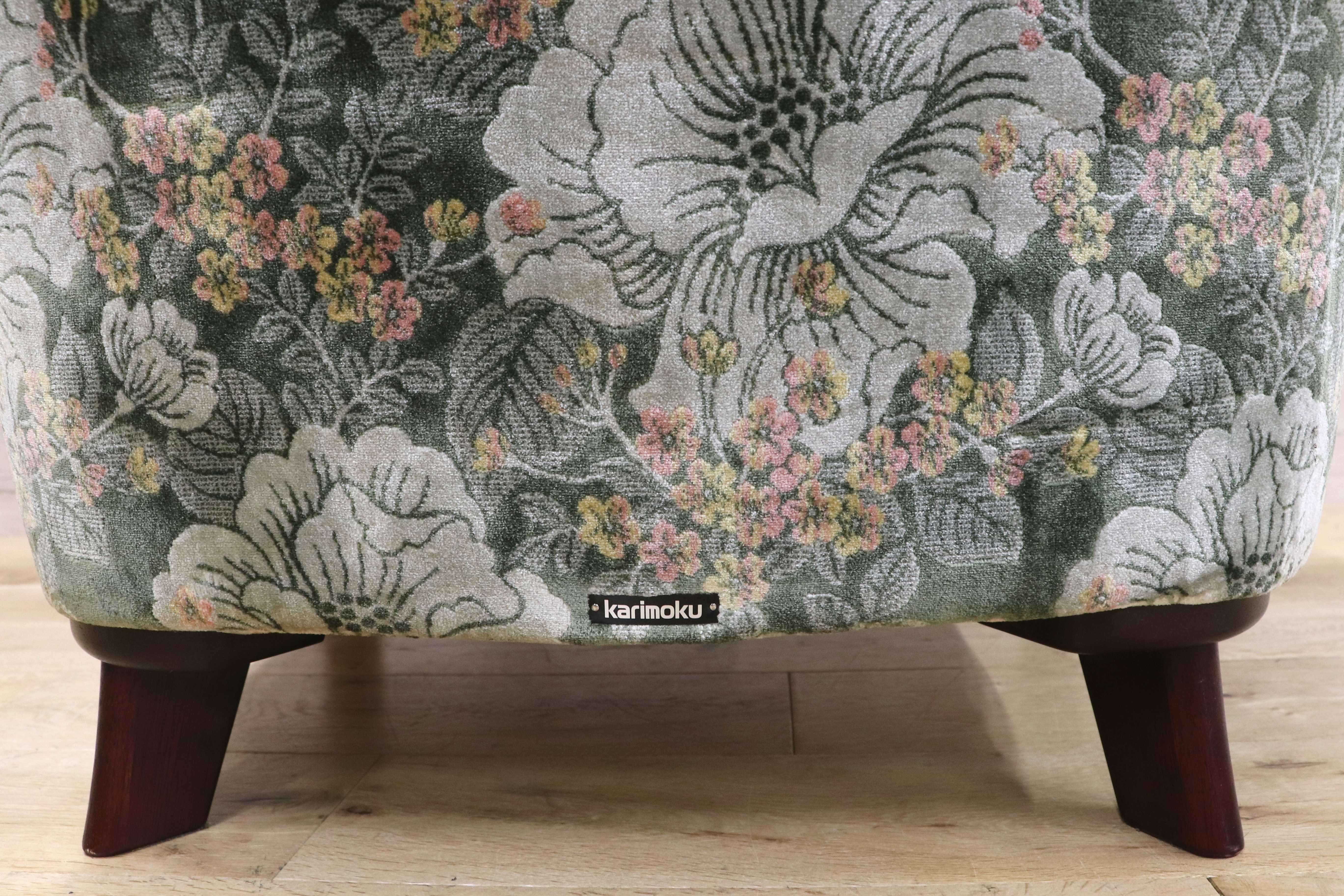 GMIH195B○karimoku / カリモク コロニアル 1人掛けソファ シングルソファ ラウンジチェア 国産家具 ファブリック 花柄 定価約10.4万