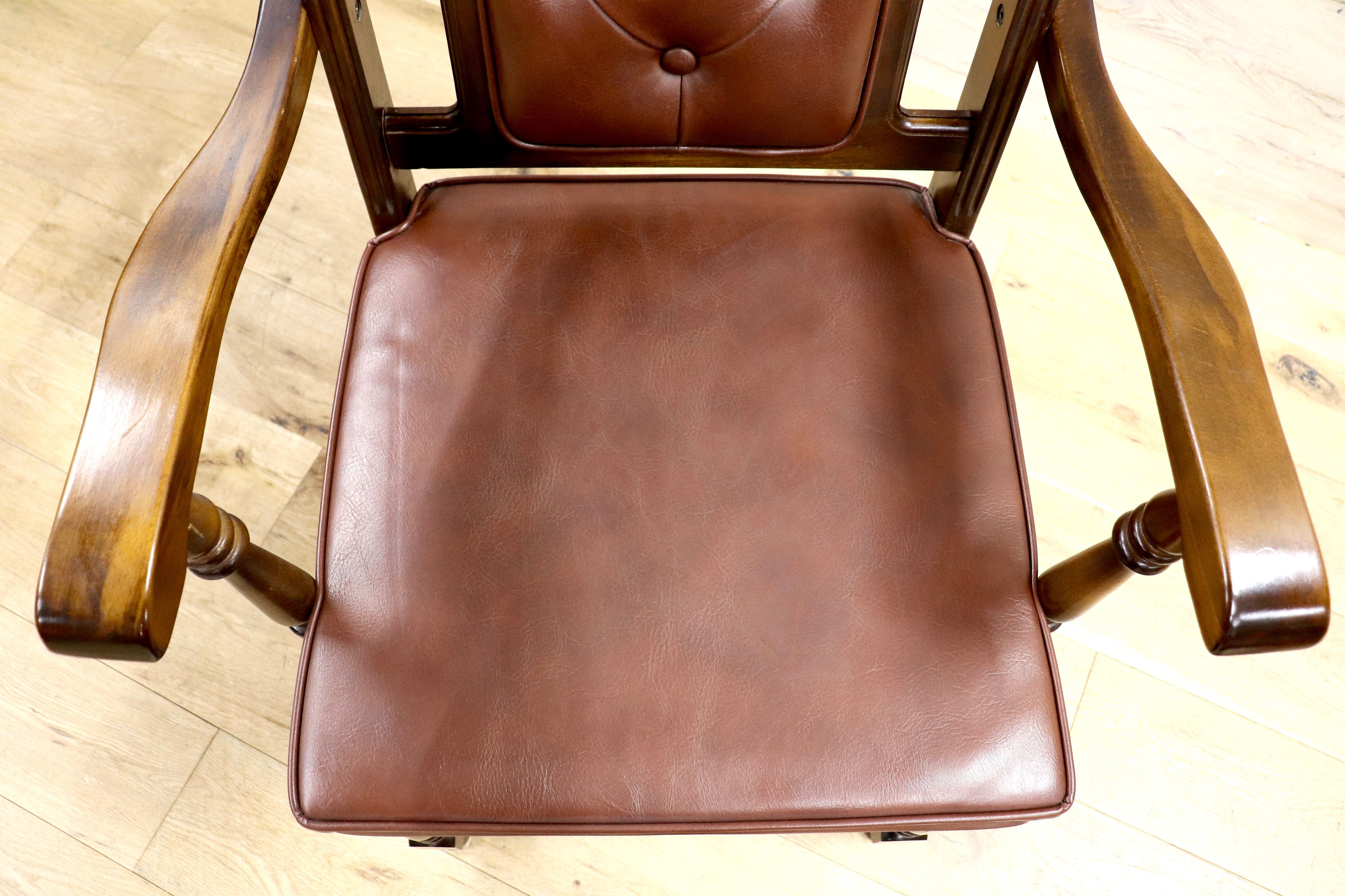 GMIH341D○karimoku / カリモク ダイニングチェア 2脚セット アームチェア 椅子 レザー ヴィンテージ アンティーク オールドカリモク