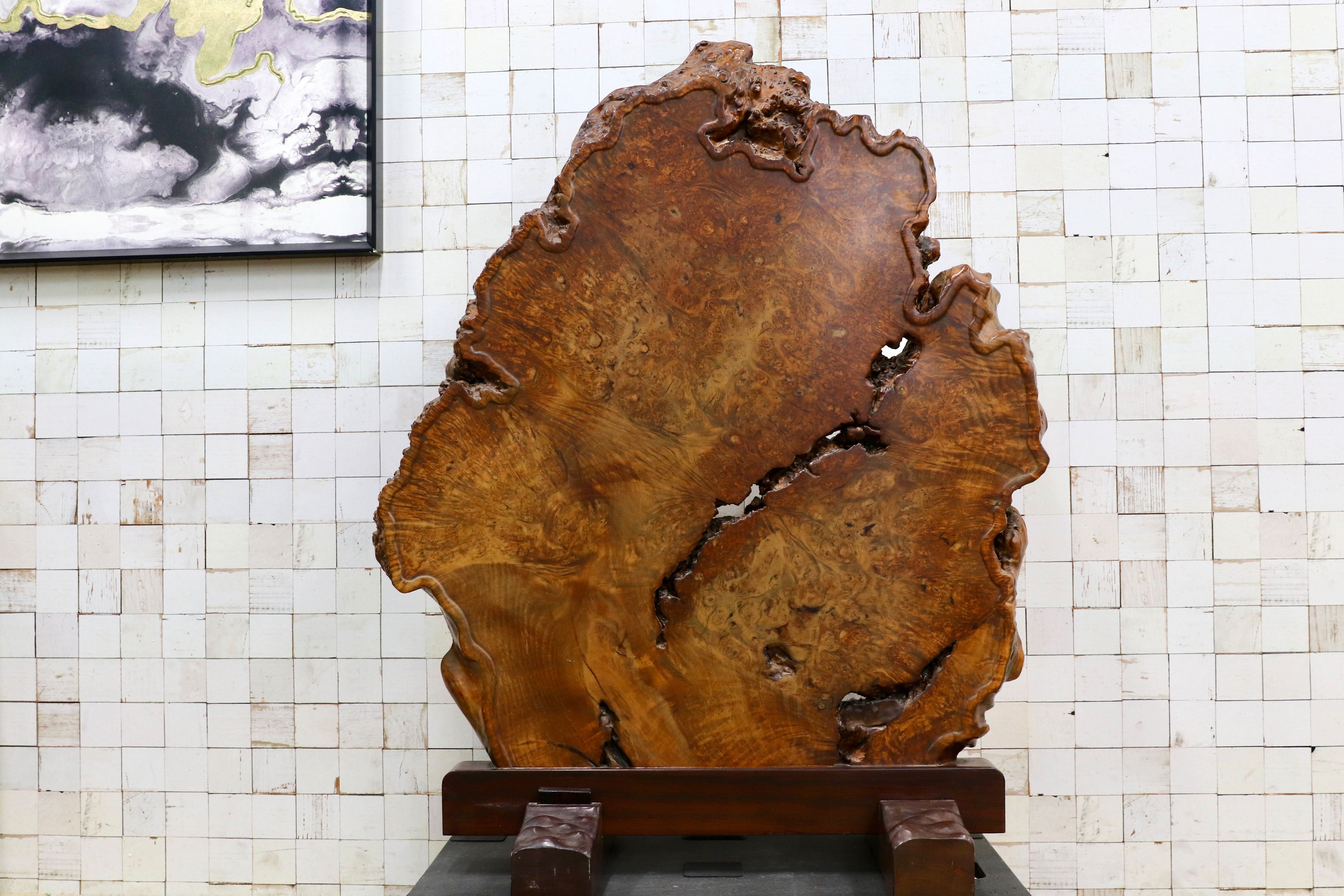 GMIS536B○花梨材 衝立 パーテーション オブジェ 飾り板 アンティーク 和家具 和モダン レトロ 瘤 一枚板