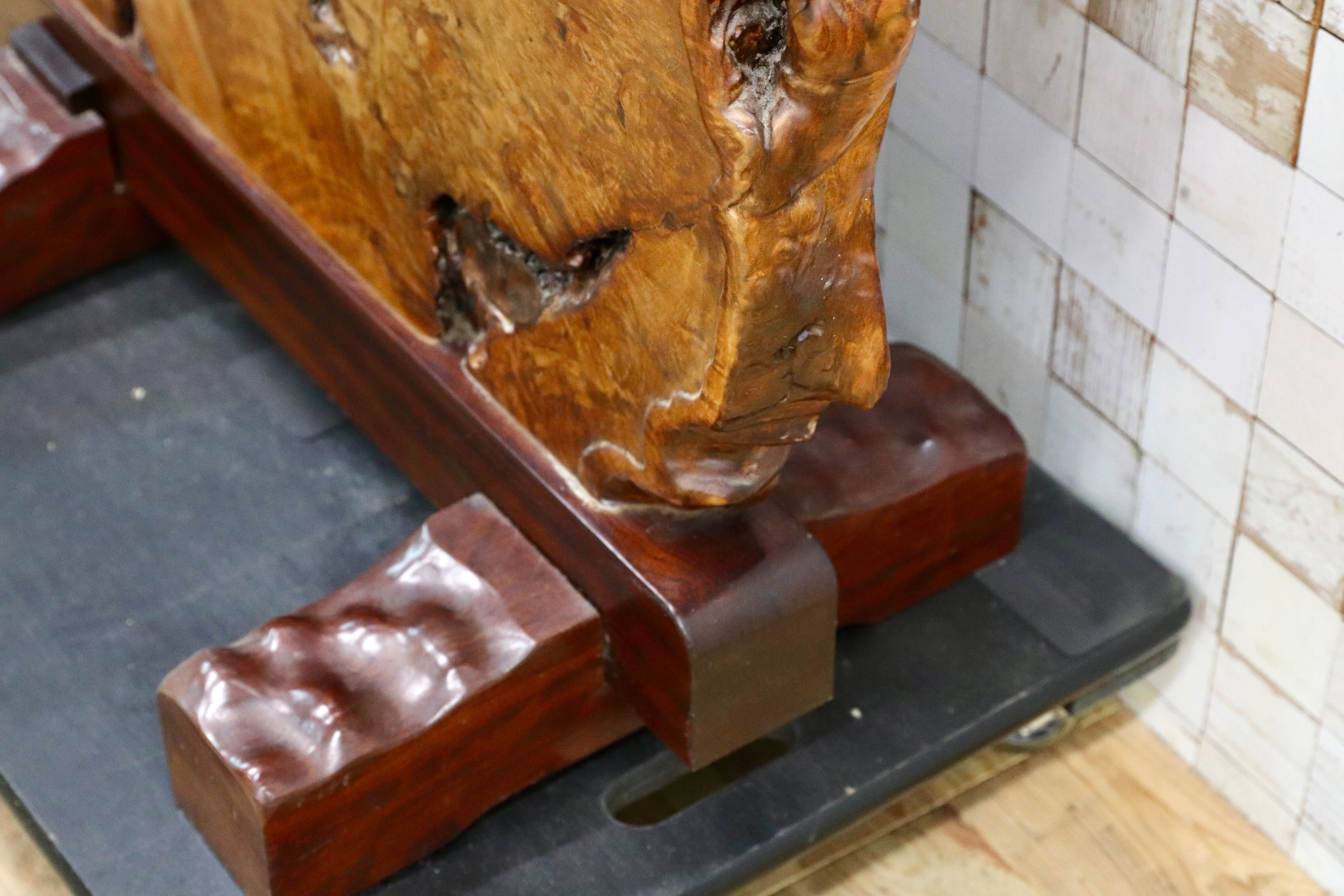 GMIS536B○花梨材 衝立 パーテーション オブジェ 飾り板 アンティーク 和家具 和モダン レトロ 瘤 一枚板