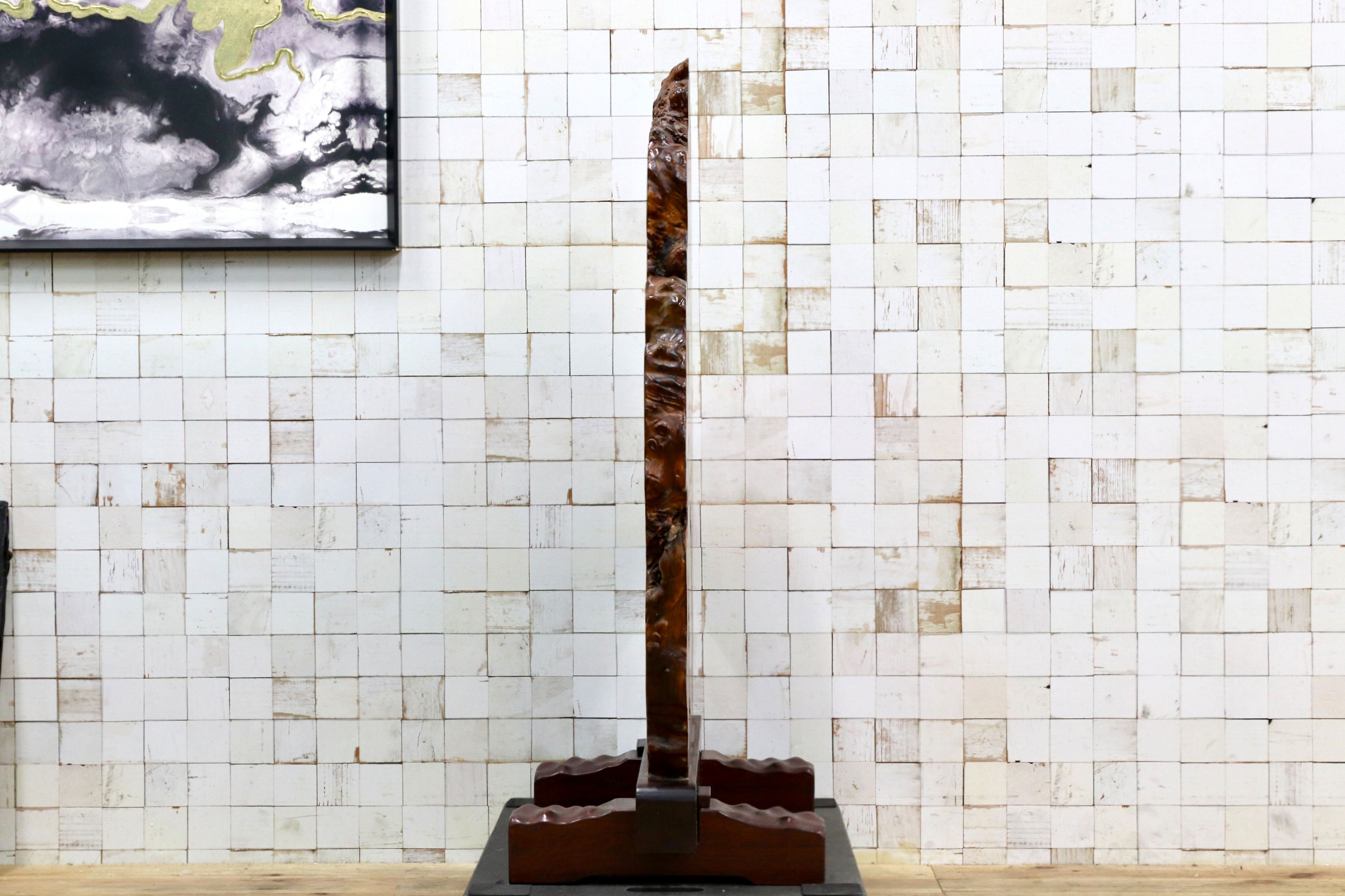 GMIS536B○花梨材 衝立 パーテーション オブジェ 飾り板 アンティーク 和家具 和モダン レトロ 瘤 一枚板