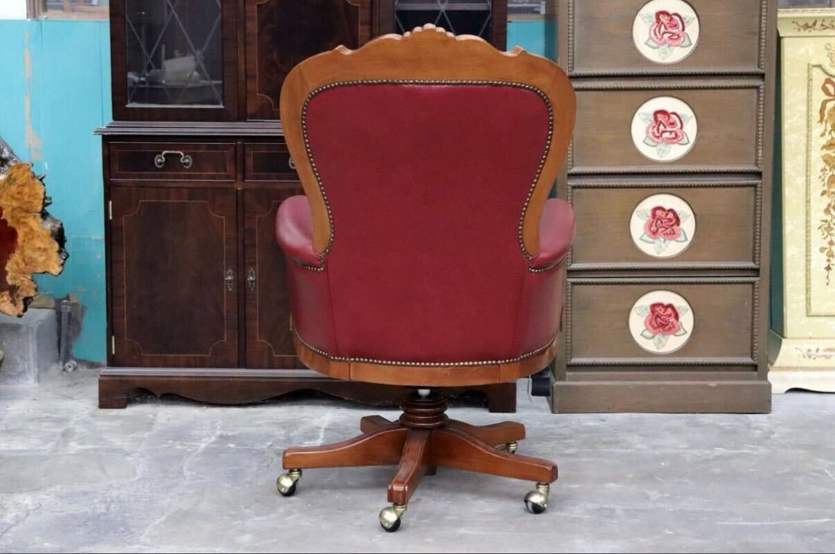 GMIK602○チェスターフィールド パーソナルチェア デスクチェア アームチェア オフィスチェア 本革 回転式 エレガント クラシック