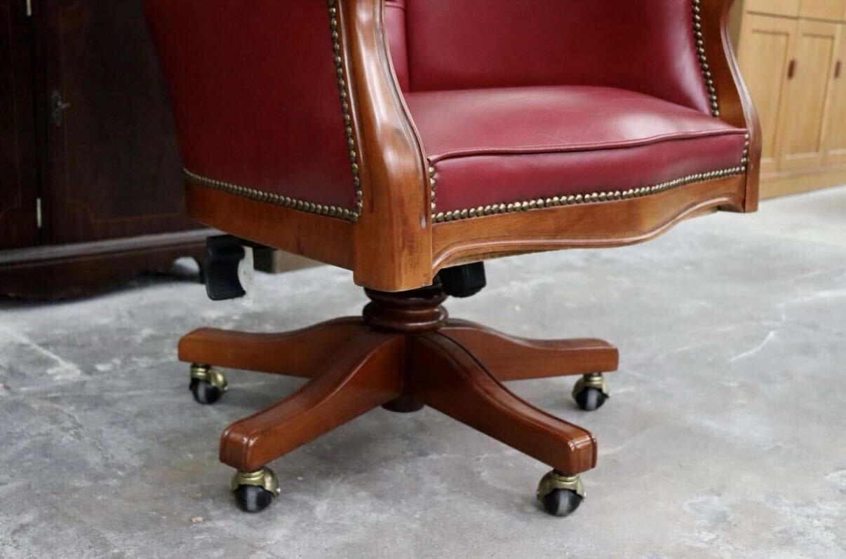 GMIK602○チェスターフィールド パーソナルチェア デスクチェア アームチェア オフィスチェア 本革 回転式 エレガント クラシック