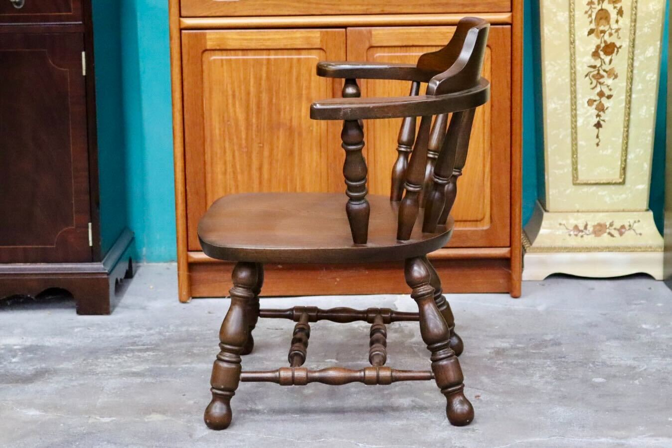 GMIK517B○ウィンザーチェア アームチェア ダイニングチェア ボウバックチェア オーク無垢材 レトロ カントリー 検)太平 飛騨家具 イギリス