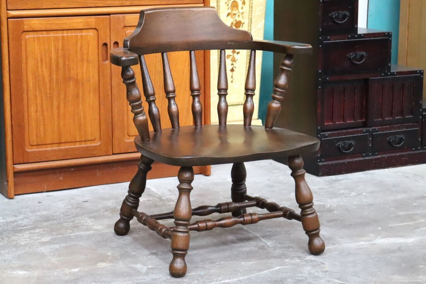 GMIK517C○ウィンザーチェア アームチェア ダイニングチェア ボウバックチェア オーク無垢材 レトロ カントリー 検)太平 飛騨家具 イギリス