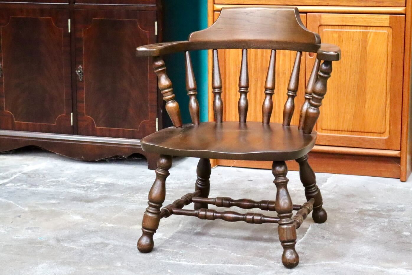 GMIK517D○ウィンザーチェア アームチェア ダイニングチェア ボウバックチェア オーク無垢材 レトロ カントリー 検)太平 飛騨家具 イギリス